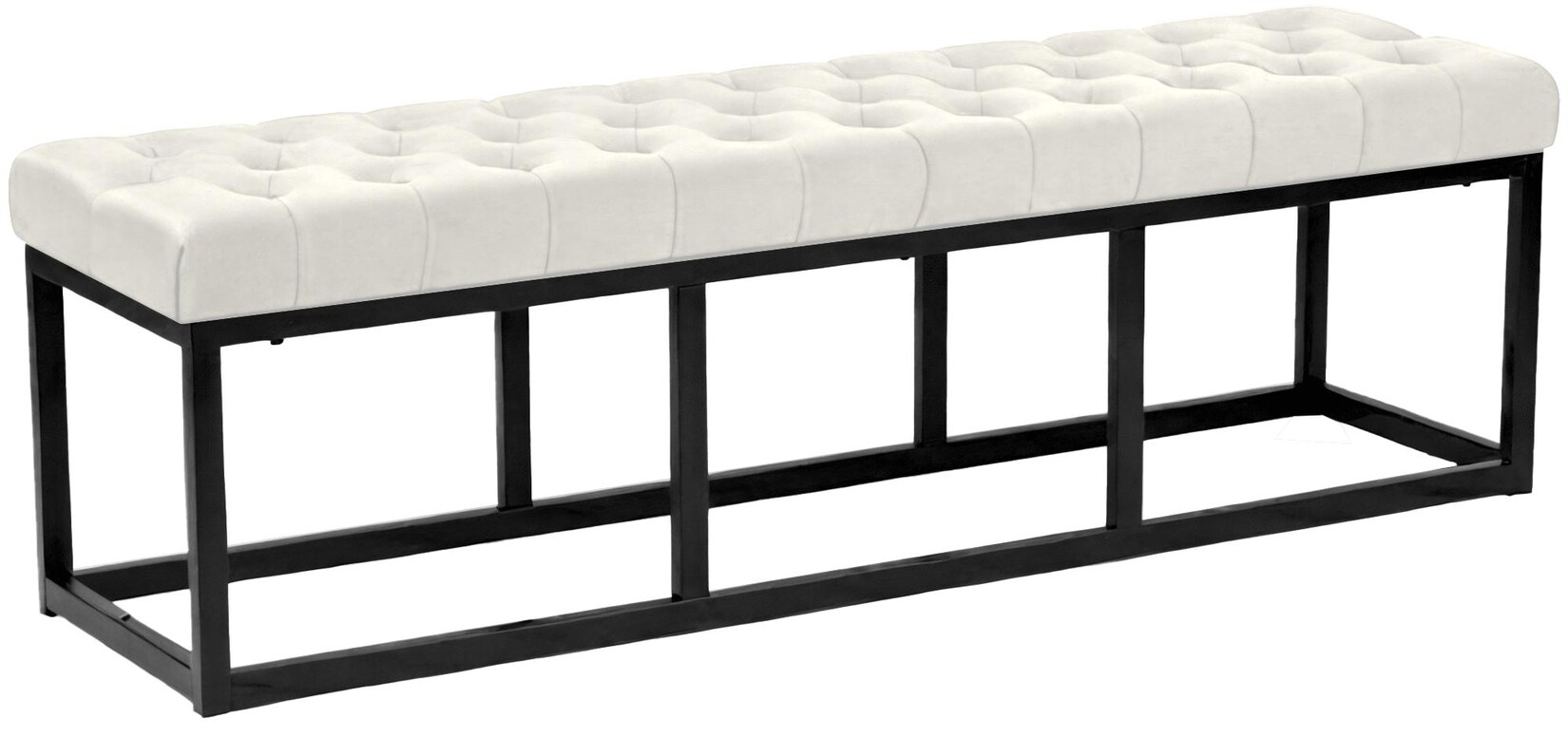 CLP Sitzbank Polson Samt Schwarz 150 cm Farbe: creme, Größe: 150 cm