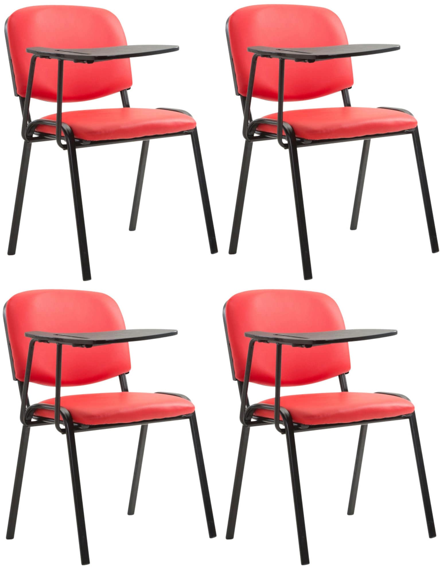 CLP 4er Set St&uuml;hle Ken Mit Klapptisch Kunstleder I Robuste Besucherst&uuml;hle Mit Gepolsterter Sitzfl&auml;che 