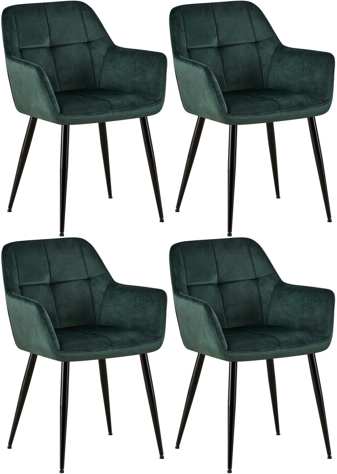 CLP 4er Set Esszimmerstühle Emia Samt Farbe: grün, Material: Samt