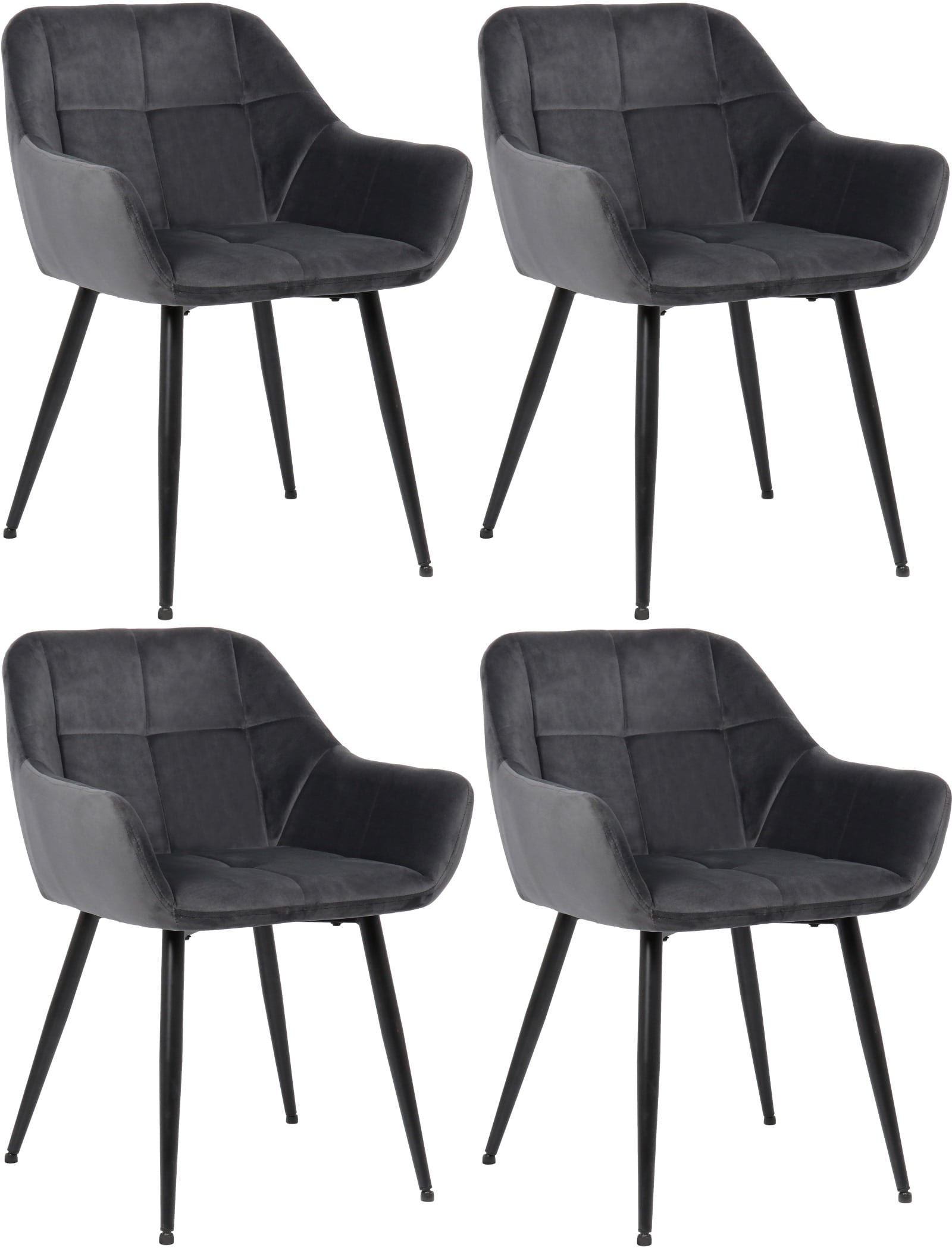 CLP 4er Set Esszimmerst&uuml;hle Emia Mit Samtbezug I Polsterstuhl Mit Metallgestell I K&uuml;chenstuhl Mit Bodenschonern 
