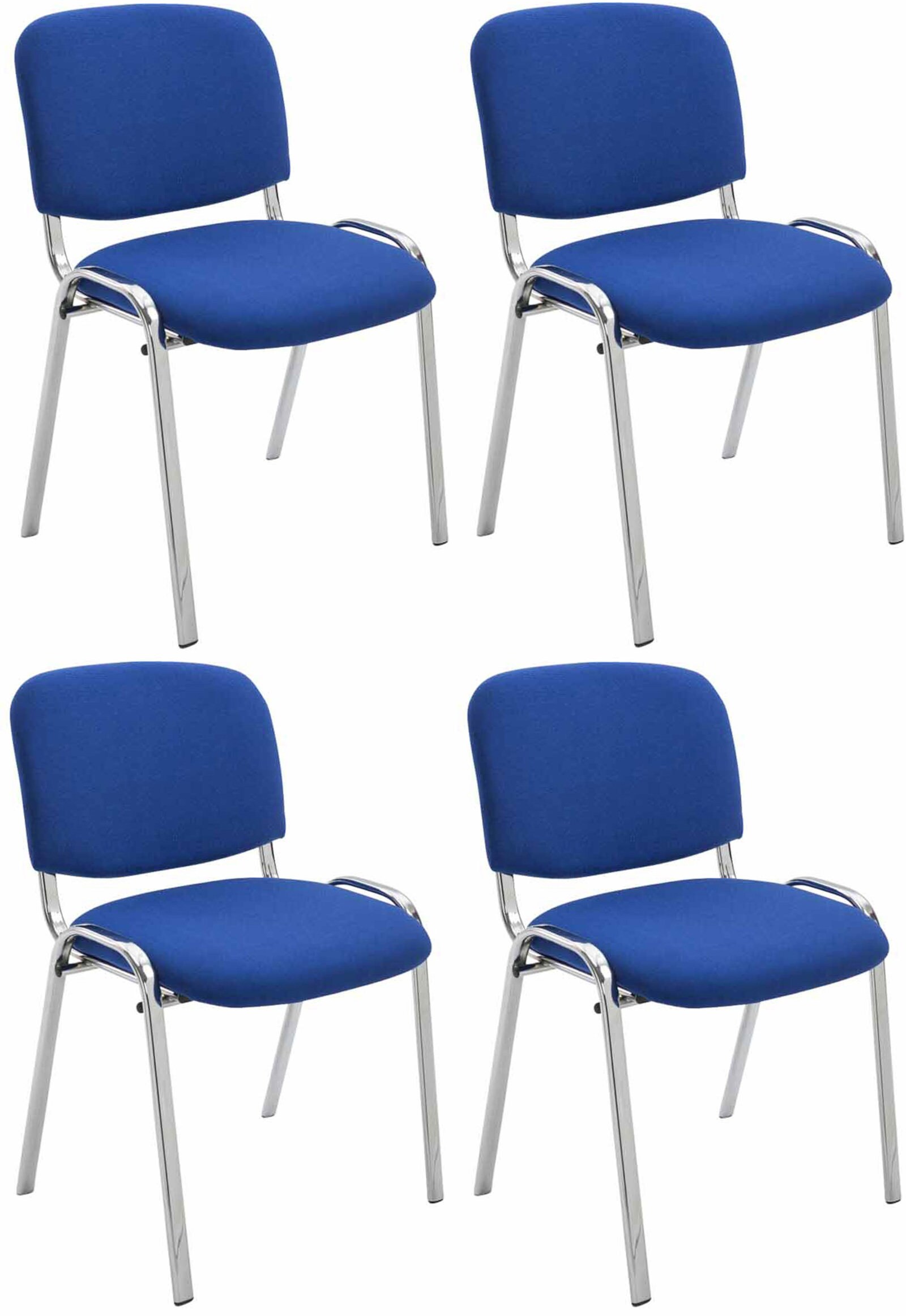 CLP 4er Set St&uuml;hle Ken Chrom Stoff I Gepolsterte Sitzfl&auml;che 