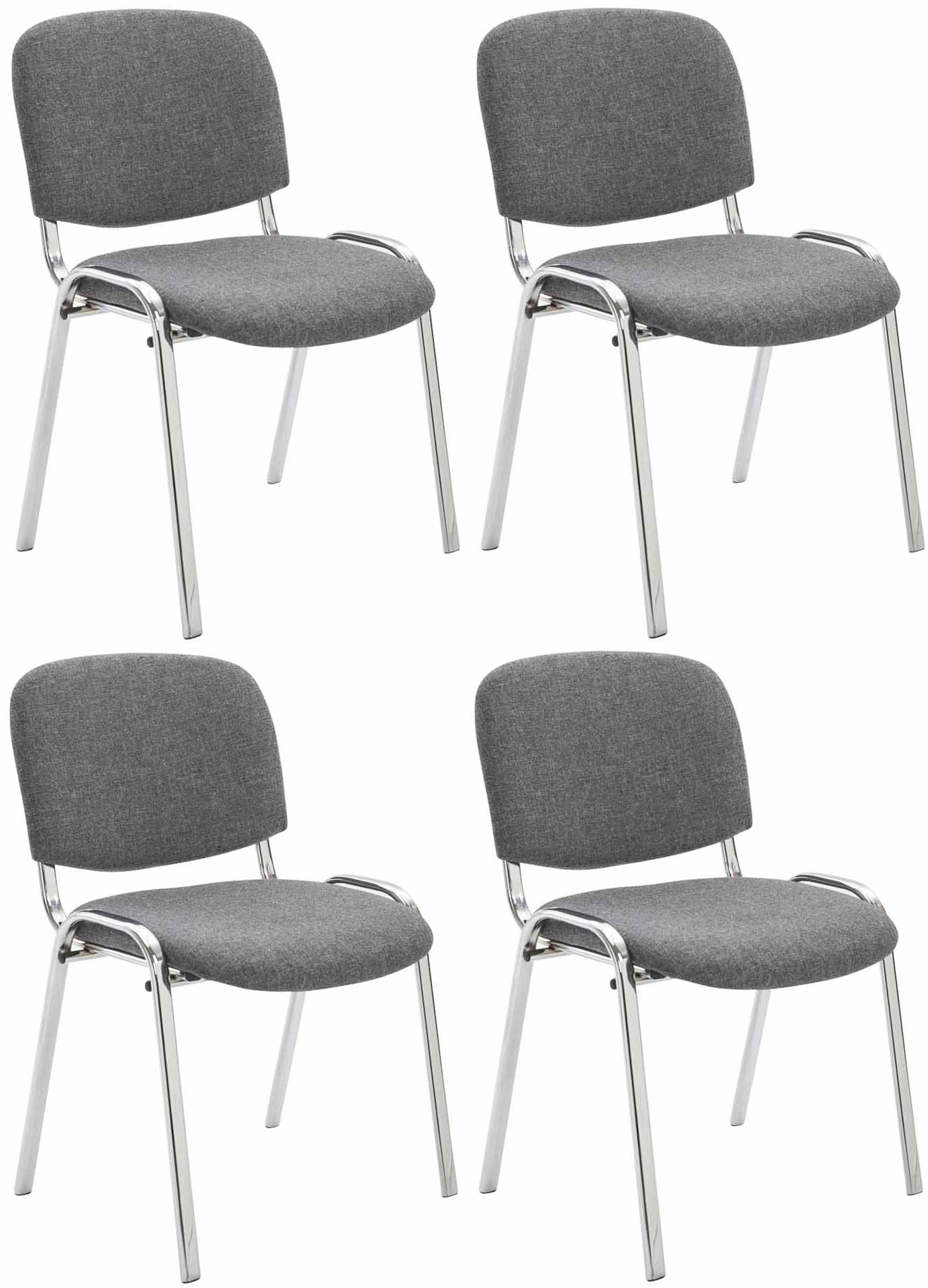 CLP 4er Set St&uuml;hle Ken Chrom Stoff I Gepolsterte Sitzfl&auml;che 