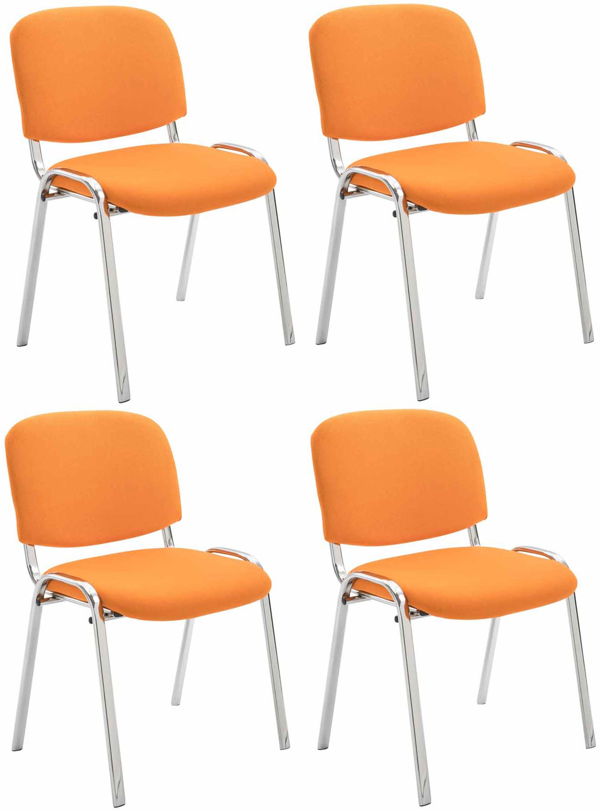 CLP 4er Set St&uuml;hle Ken Chrom Stoff I Gepolsterte Sitzfl&auml;che 