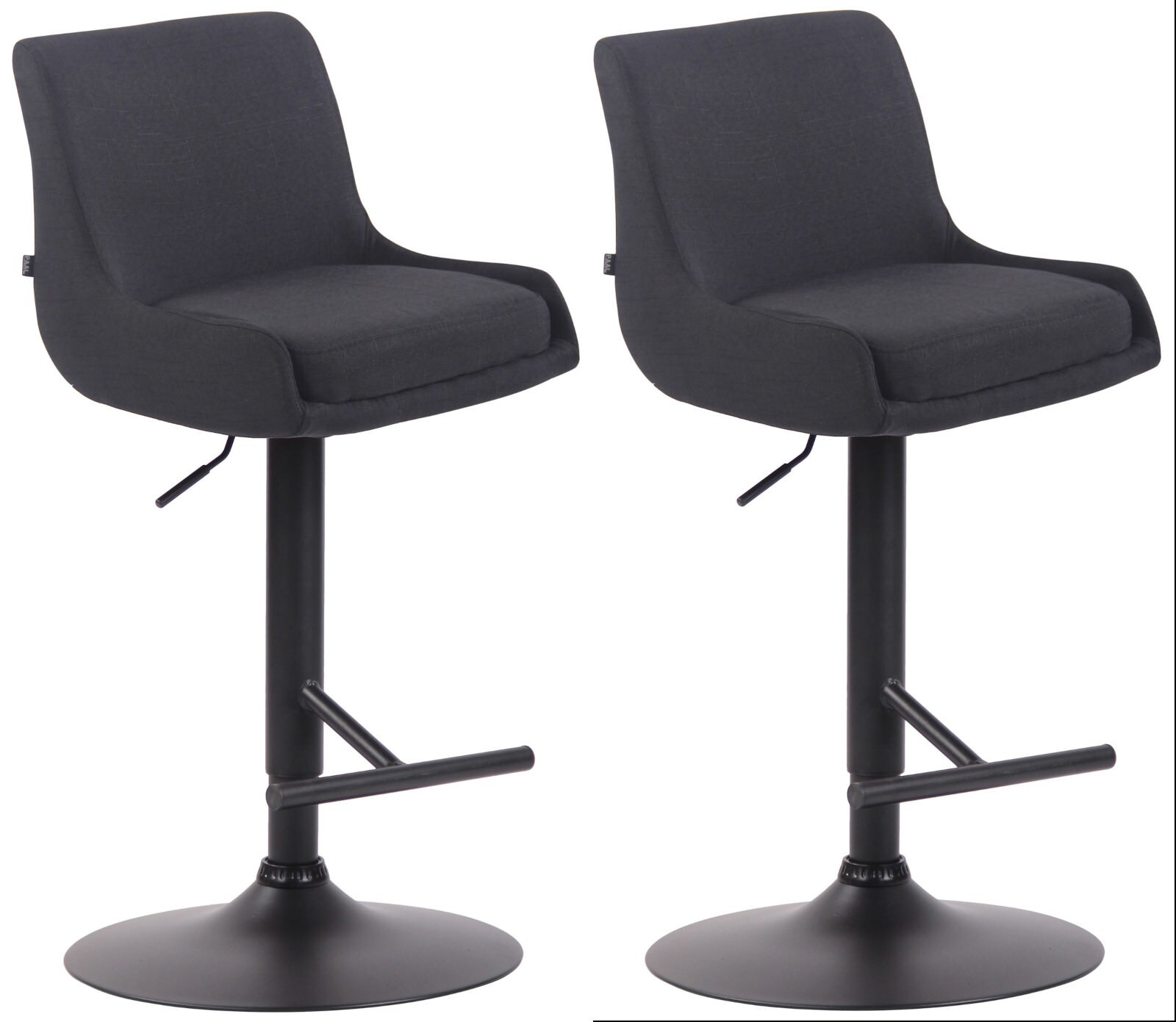 CLP 2er Set Barhocker Club Mit Stoffbezug I Thekenhocker Mit Fu&szlig;st&uuml;tze I H&ouml;henverstellbarer Barstuhl 