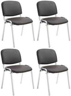 CLP 4er Set Stühle Ken Chrom Kunstleder I Gepolsterte Sitze I Stapelbar 