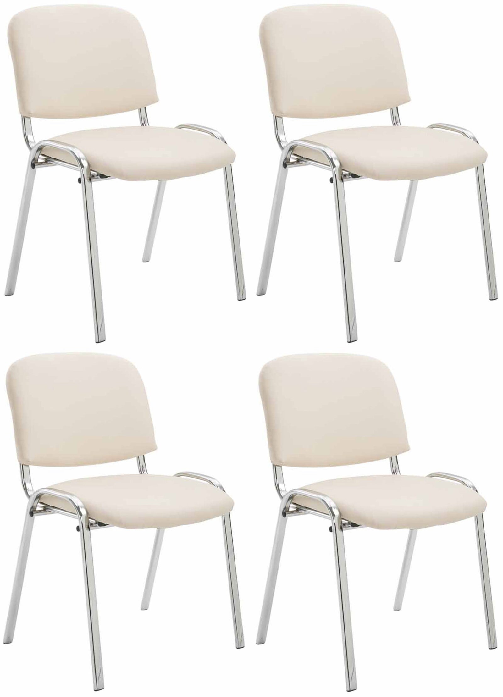 CLP 4er Set St&uuml;hle Ken Chrom Kunstleder I Gepolsterte Sitze I Stapelbar 