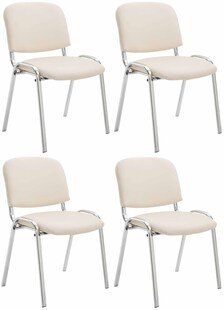 CLP 4er Set Stühle Ken Chrom Kunstleder I Gepolsterte Sitze I Stapelbar 