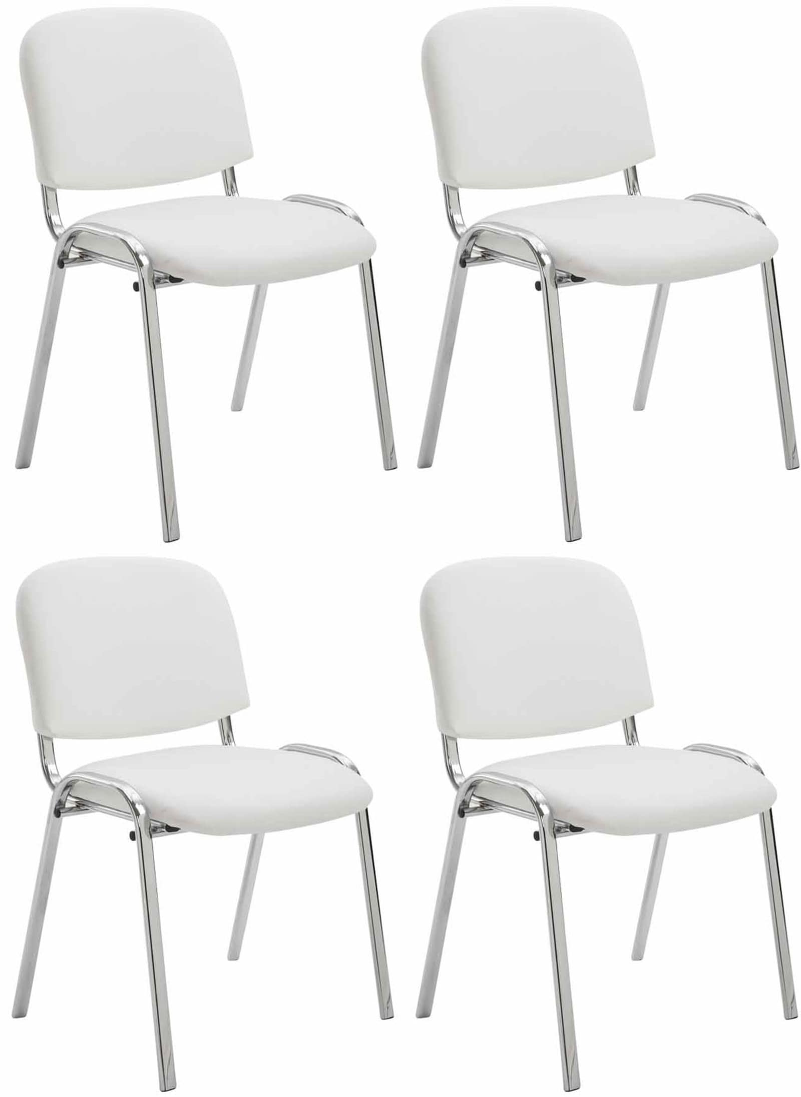 CLP 4er Set St&uuml;hle Ken Chrom Kunstleder I Gepolsterte Sitze I Stapelbar 