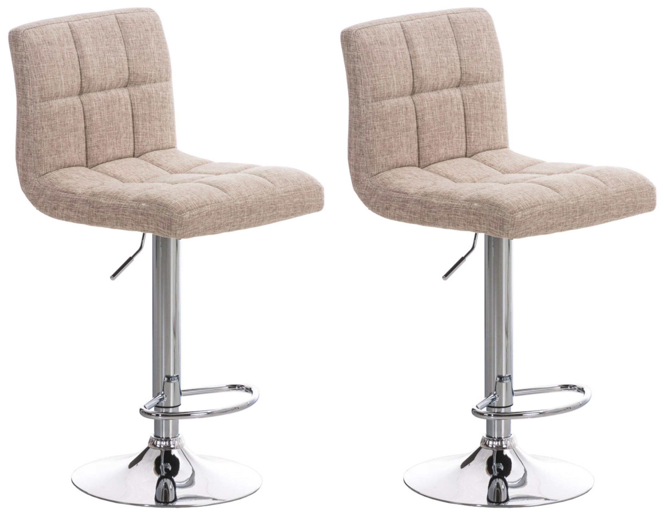 CLP 2er Set Barhocker Peru Mit Stoffbezug I Drehbare, H&ouml;henverstellbare Barst&uuml;hle Mit Lehne & Metallgestell In Chrom-Optik 