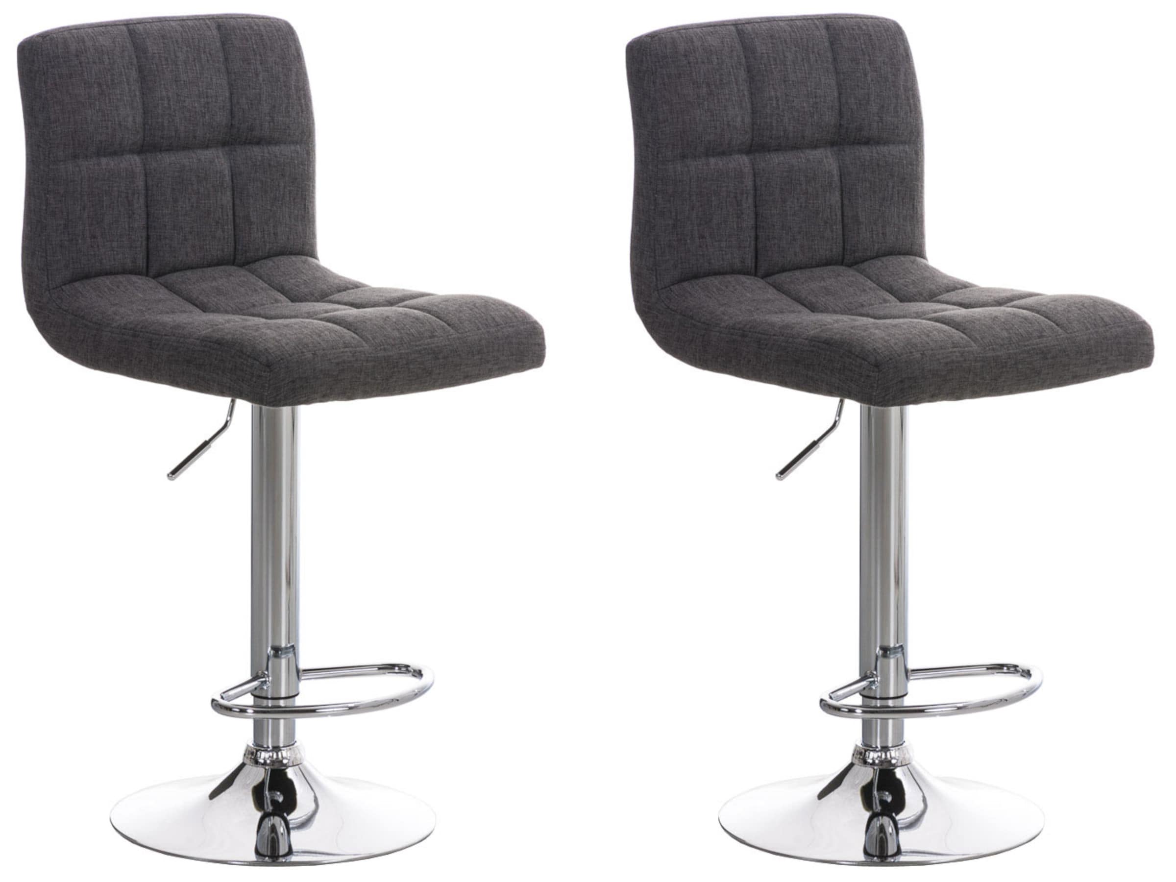 CLP 2er Set Barhocker Peru Mit Stoffbezug I Drehbare, H&ouml;henverstellbare Barst&uuml;hle Mit Lehne & Metallgestell In Chrom-Optik 