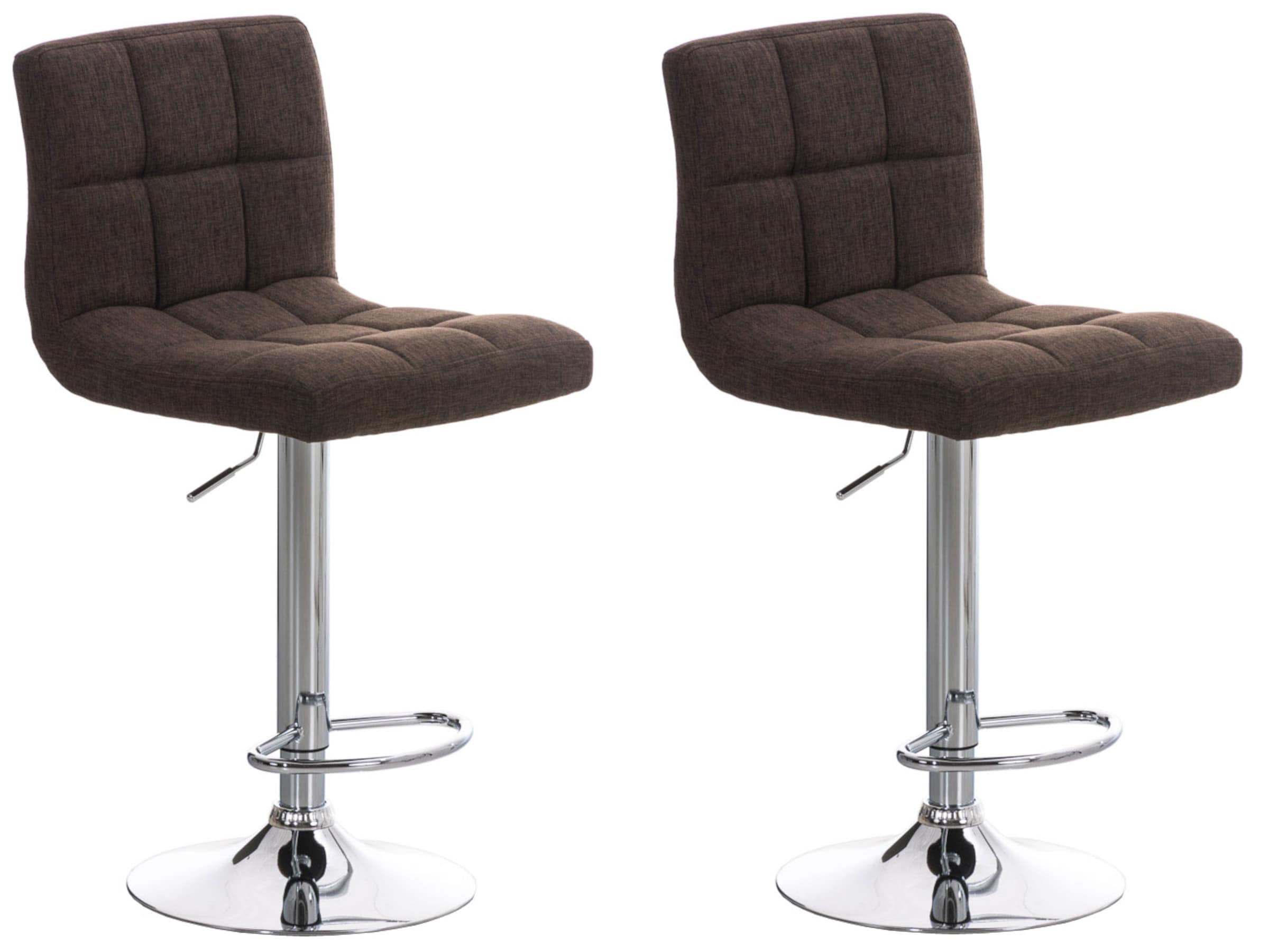 CLP 2er Set Barhocker Peru Mit Stoffbezug I Drehbare, H&ouml;henverstellbare Barst&uuml;hle Mit Lehne & Metallgestell In Chrom-Optik 