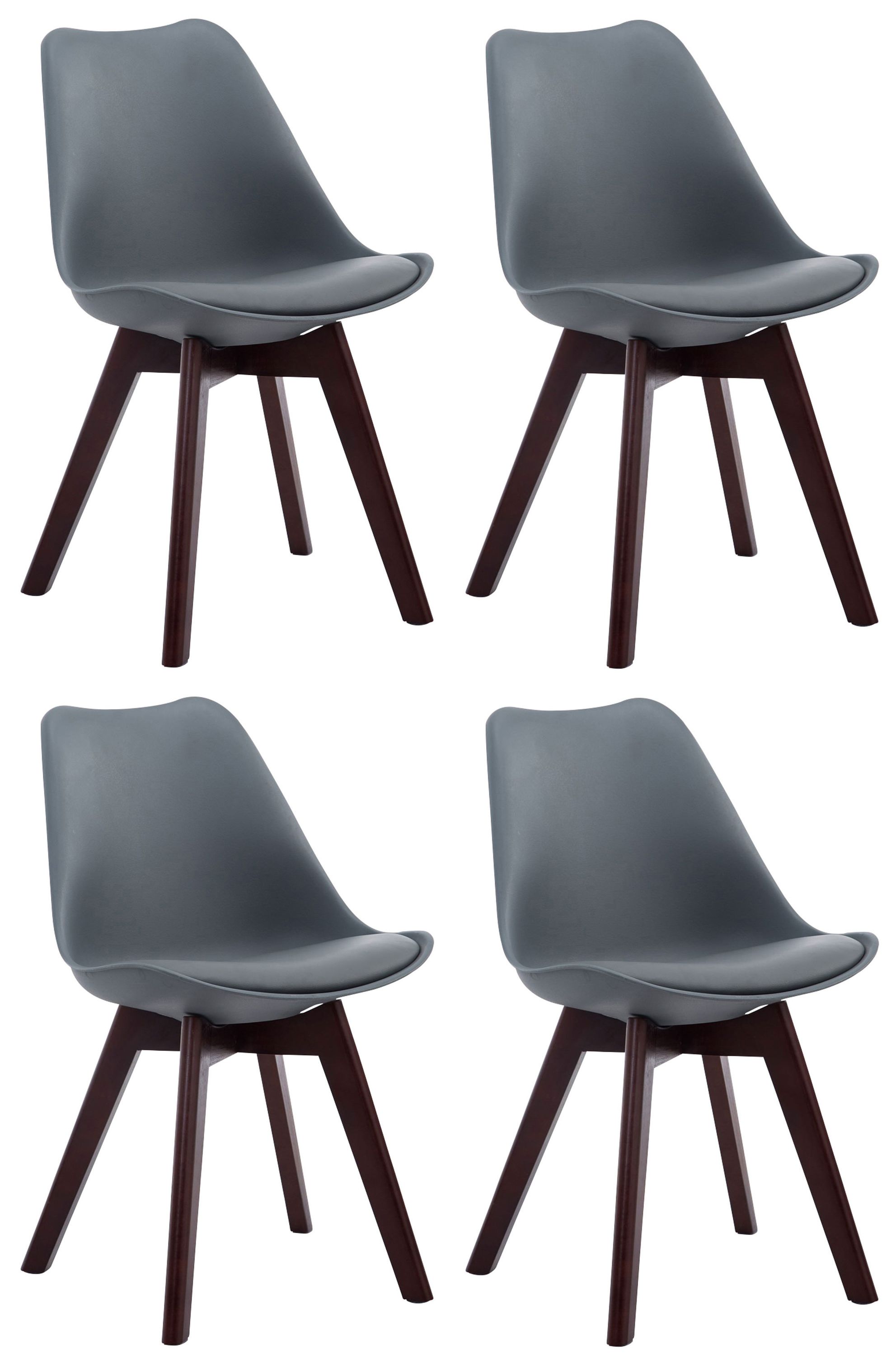 CLP 4er Set Retrost&uuml;hle Borneo Mit Kunstlederbezug Und Hochwertiger Polsterung I Lehnst&uuml;hle mit Holzgestell 