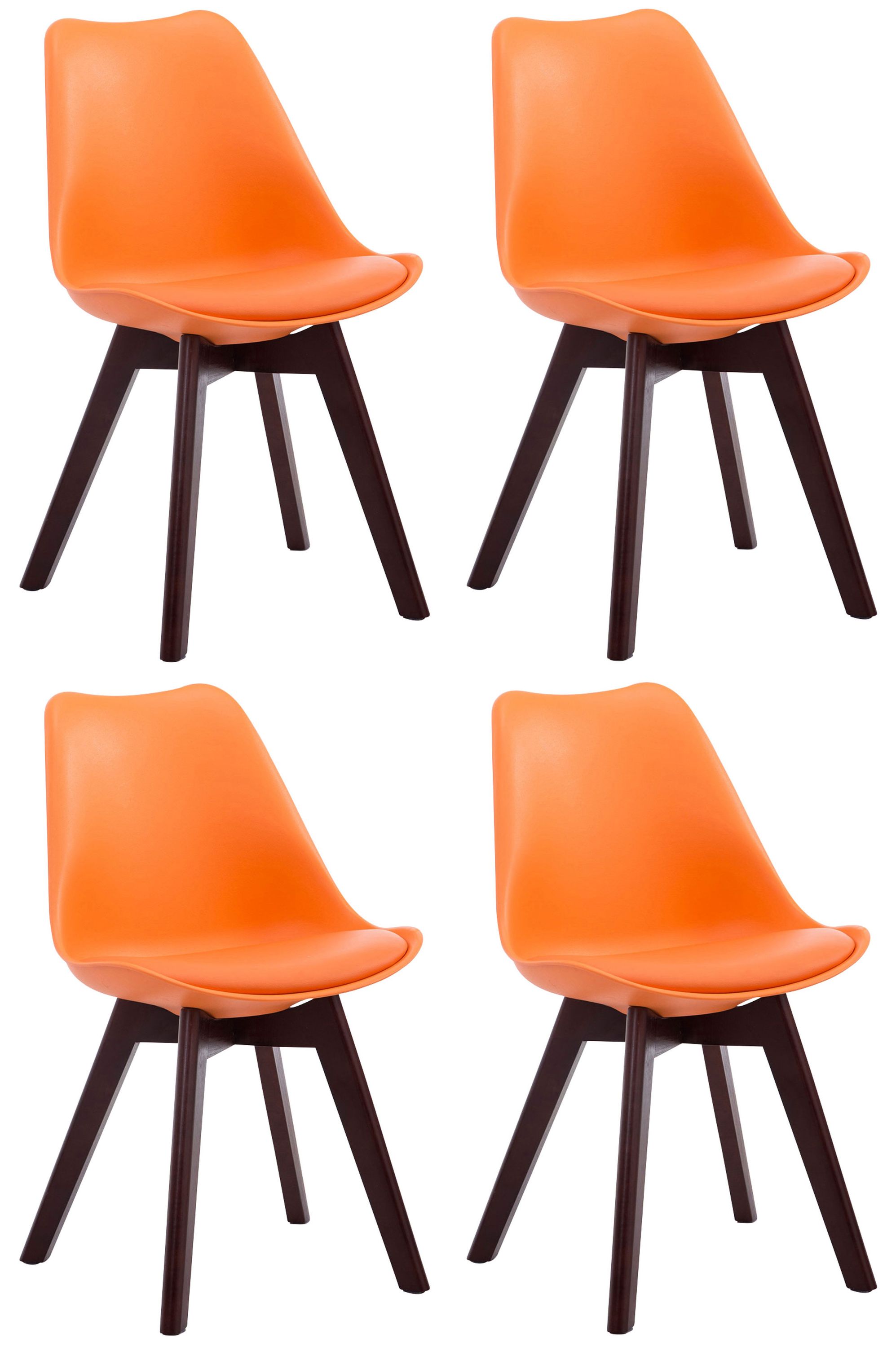 CLP 4er Set Retrost&uuml;hle Borneo Mit Kunstlederbezug Und Hochwertiger Polsterung I Lehnst&uuml;hle mit Holzgestell 