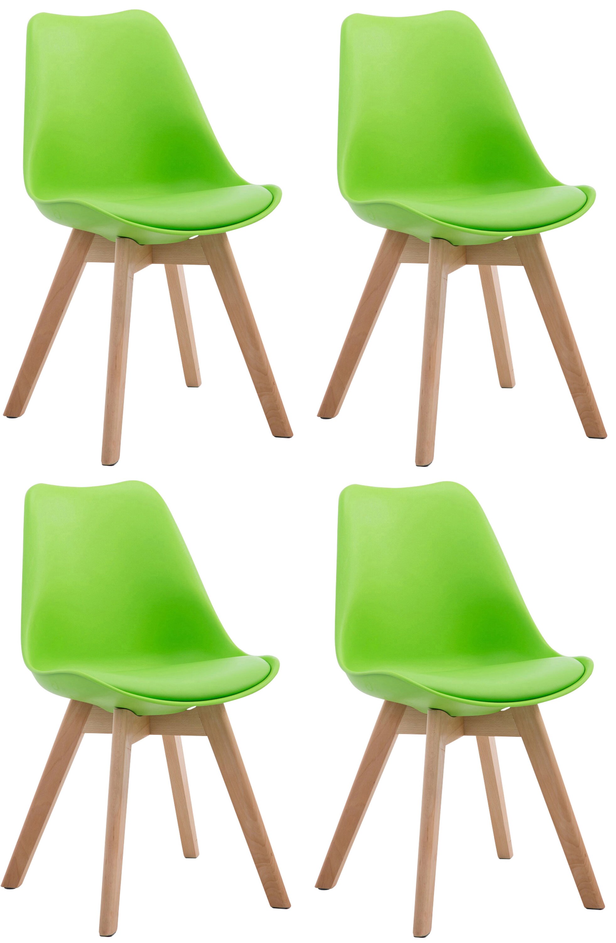 CLP 4er Set Retrost&uuml;hle Borneo Mit Kunstlederbezug Und Hochwertiger Polsterung I Lehnst&uuml;hle mit Holzgestell 