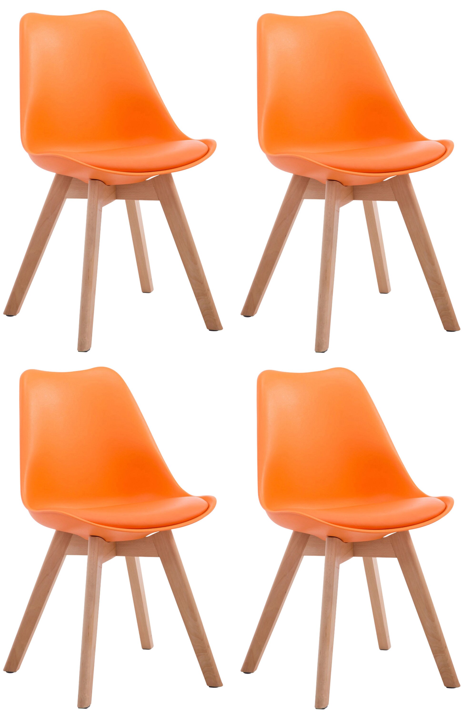 CLP 4er Set Retrost&uuml;hle Borneo Mit Kunstlederbezug Und Hochwertiger Polsterung I Lehnst&uuml;hle mit Holzgestell 