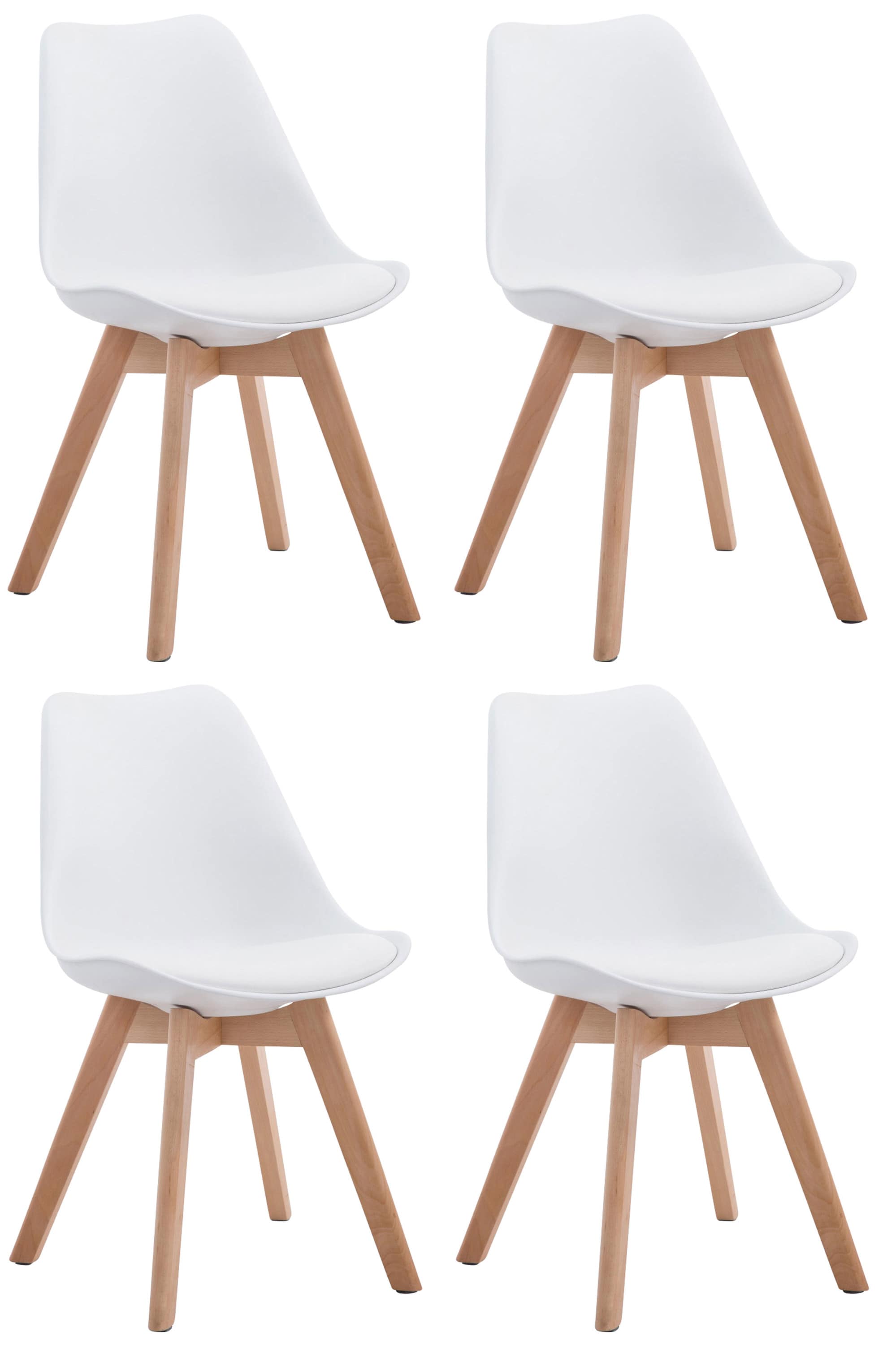 CLP 4er Set Retrost&uuml;hle Borneo Mit Kunstlederbezug Und Hochwertiger Polsterung I Lehnst&uuml;hle mit Holzgestell 