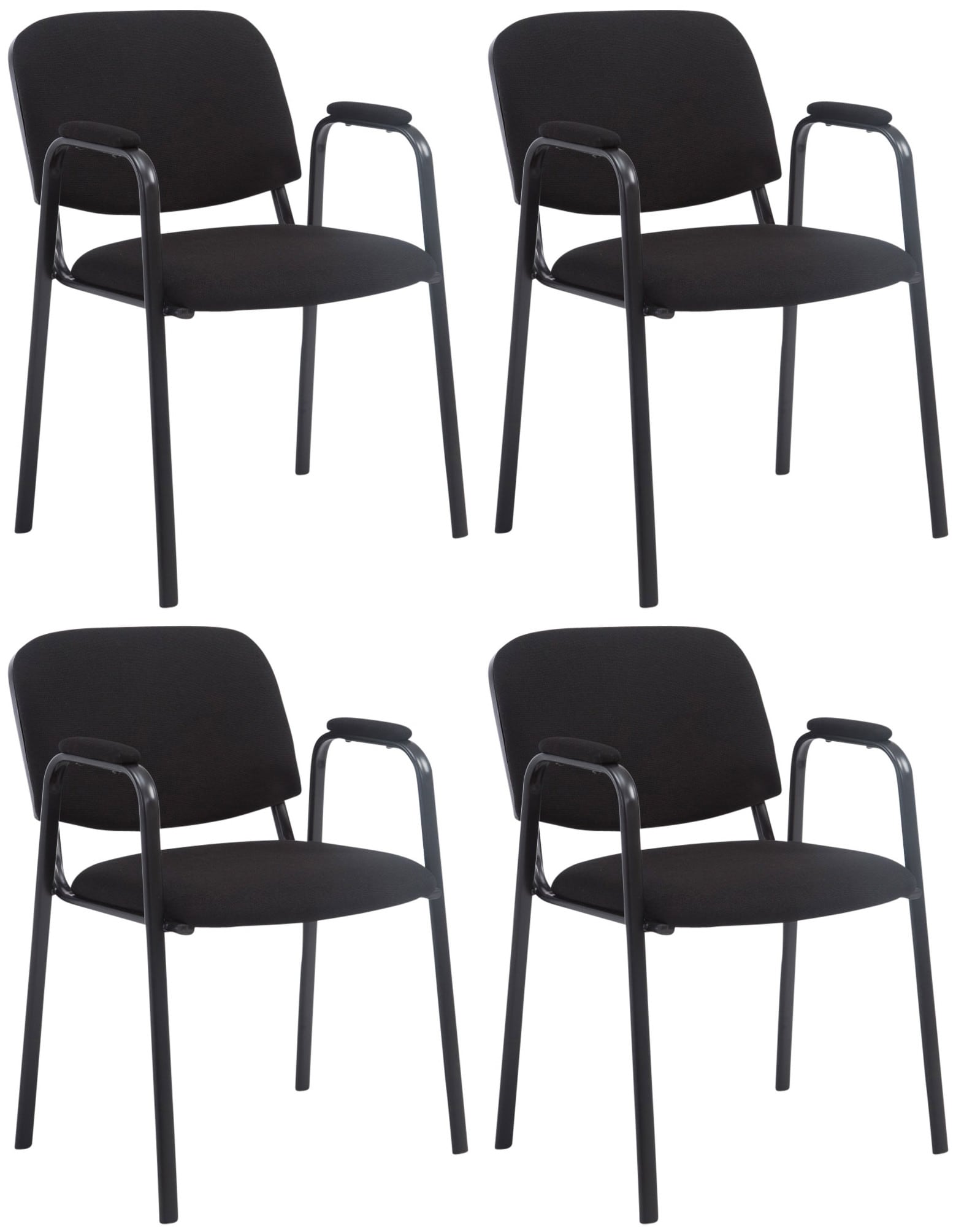 CLP 4er Set Besucherst&uuml;hle Ken Pro Stoff Mit Gepolsterten Armlehnen Und Stoffbez&uuml;gen I Polsterst&uuml;hle Mit Metallgestell 