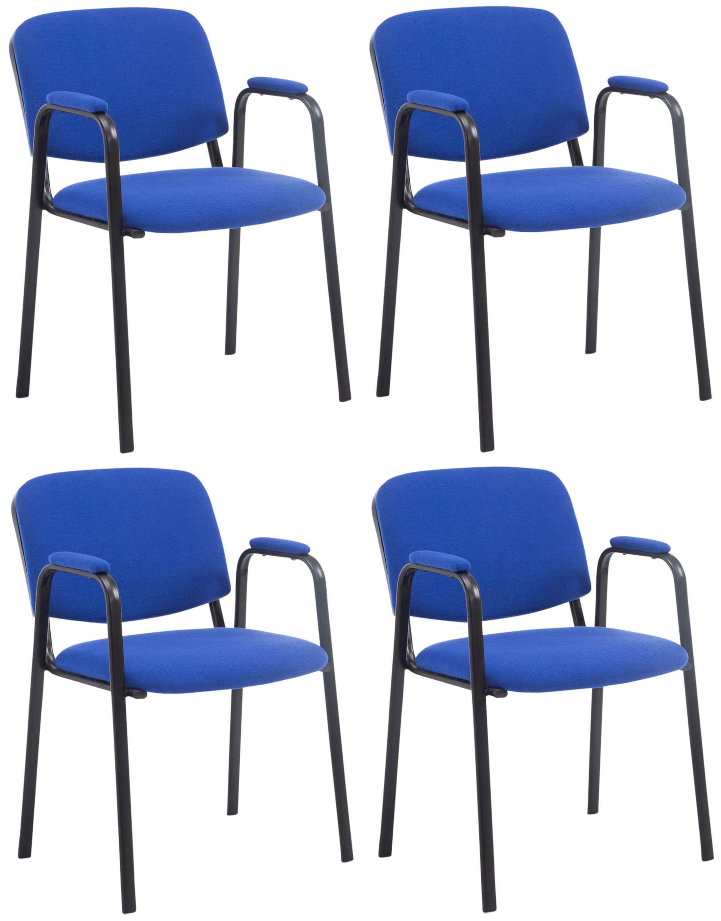 CLP 4er Set Besucherst&uuml;hle Ken Pro Stoff Mit Gepolsterten Armlehnen Und Stoffbez&uuml;gen I Polsterst&uuml;hle Mit Metallgestell 