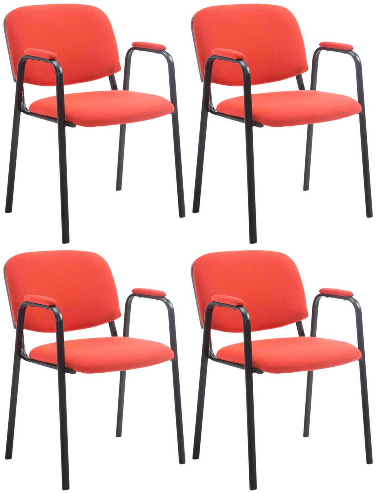CLP 4er Set Besucherstühle Ken PRO Stoff Farbe: rot