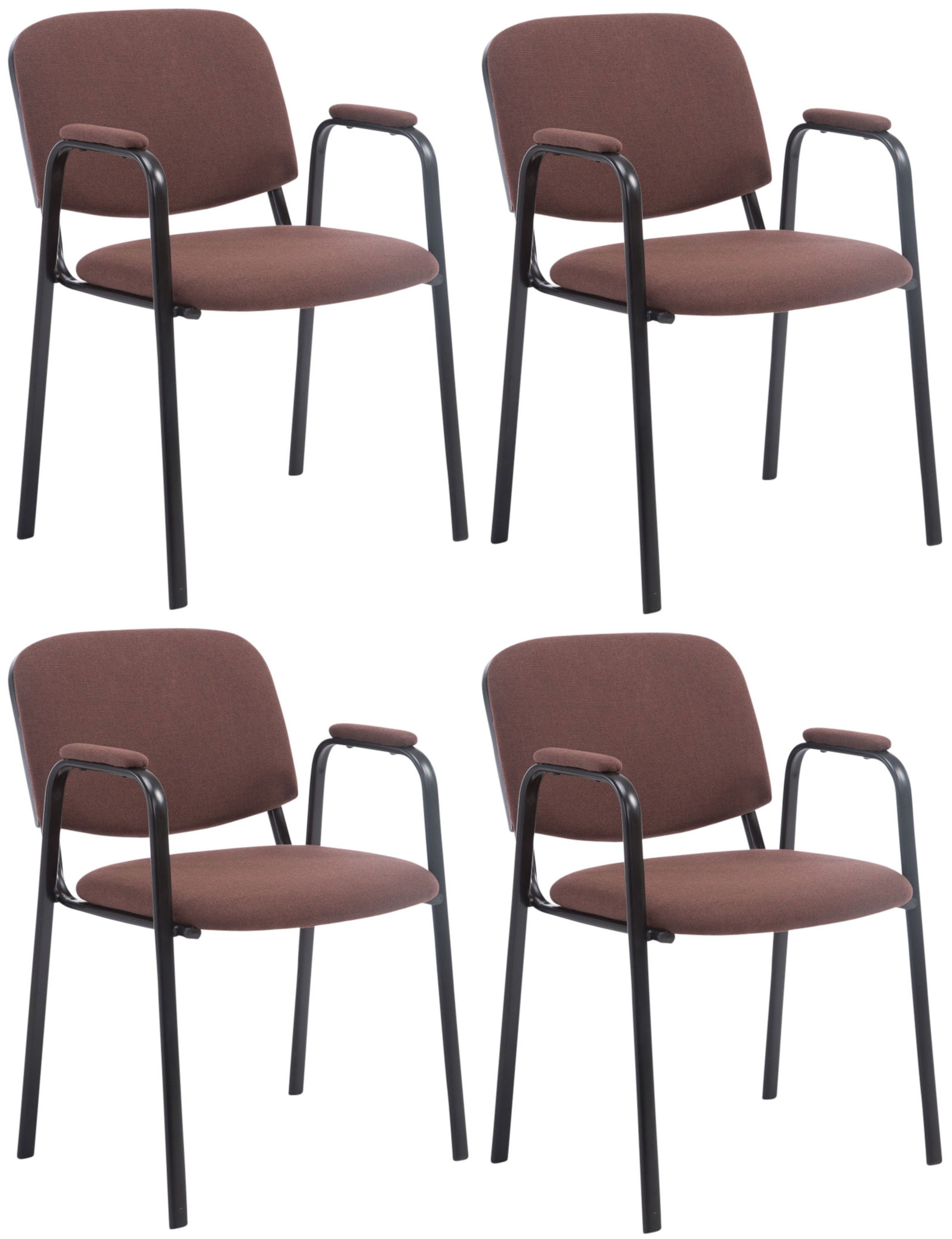 CLP Stapelstuhl 4er Set mit Armlehnen gepolstert Ken Pro, Konferenzst&uuml;hle Stoffbezug stapelbar, Metallgestelle schwarz stabil bis 150 kg 