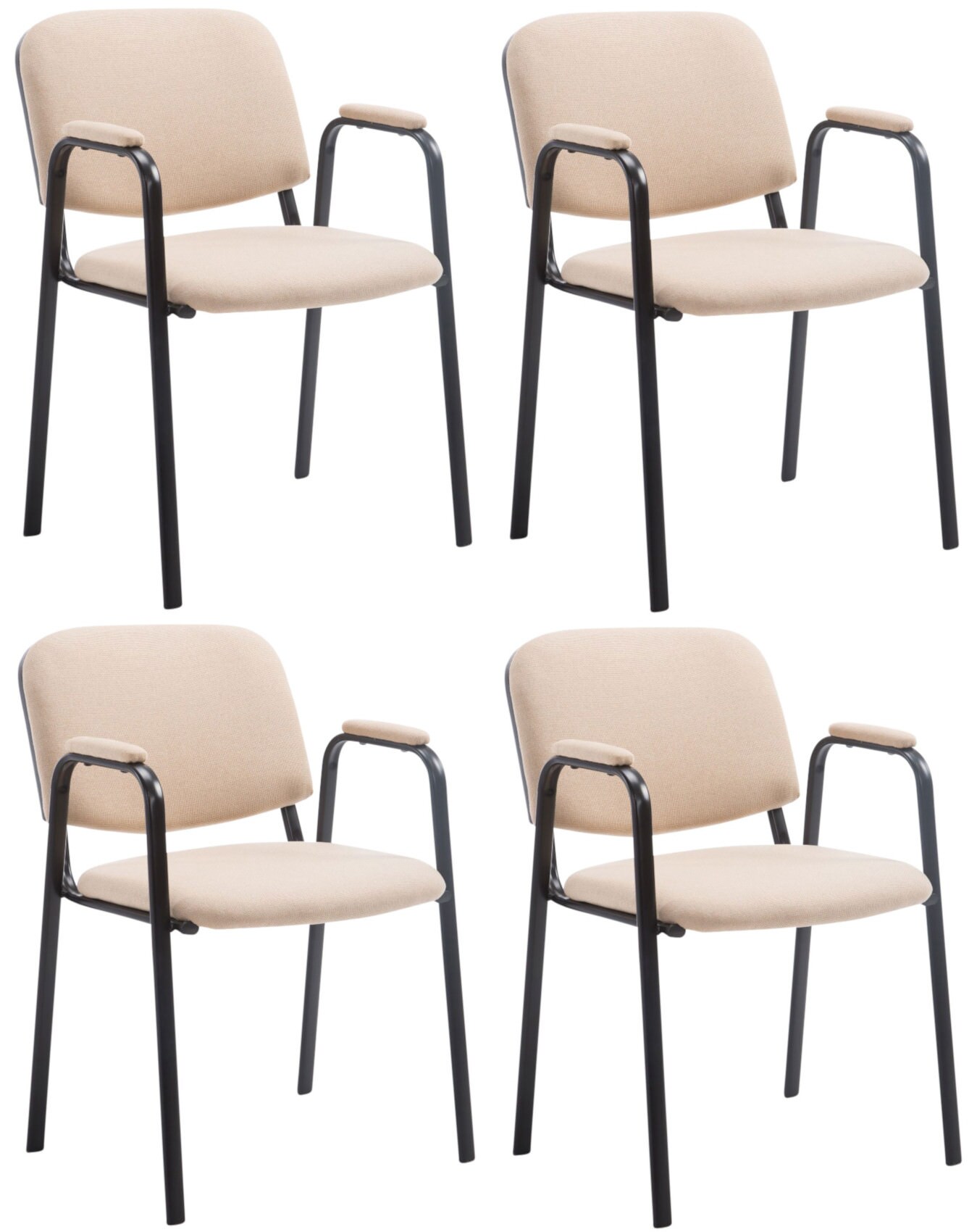 CLP 4er Set Besucherst&uuml;hle Ken Pro Stoff Mit Gepolsterten Armlehnen Und Stoffbez&uuml;gen I Polsterst&uuml;hle Mit Metallgestell 