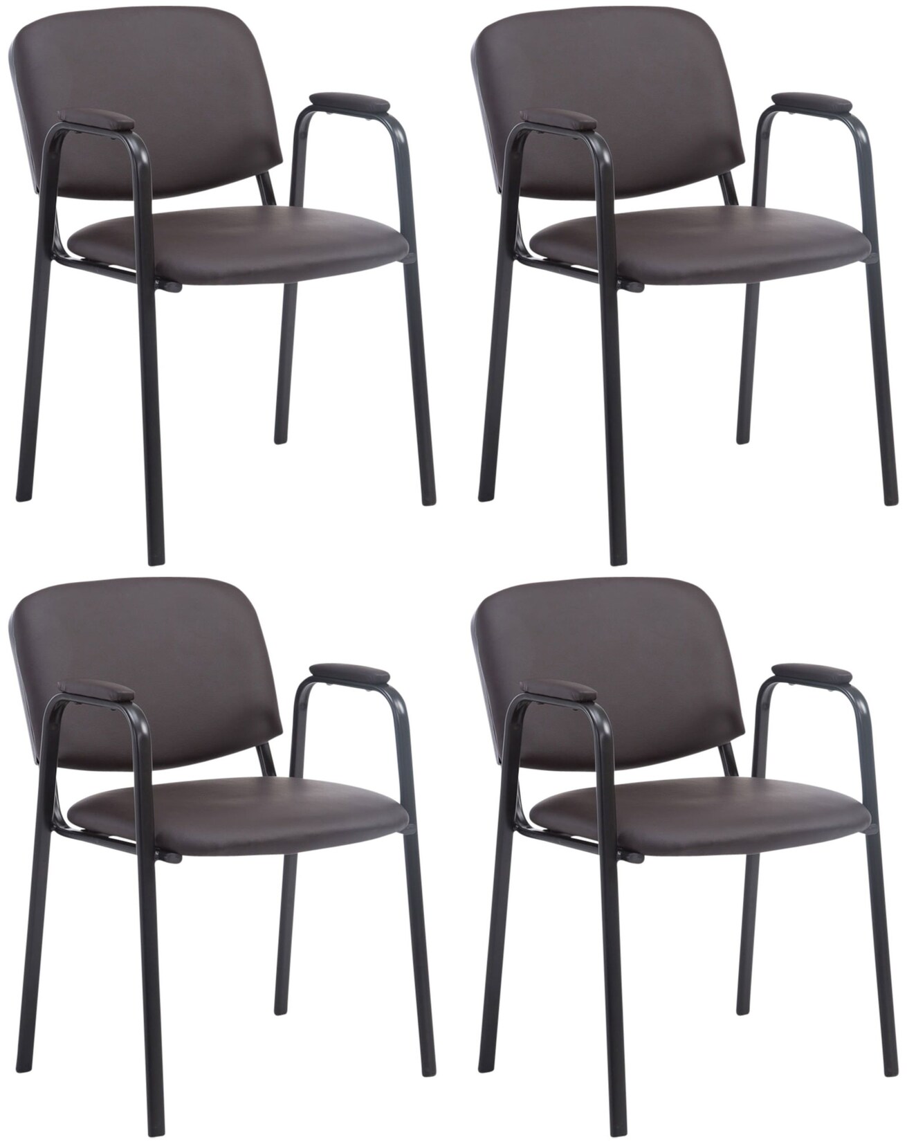 CLP 4er Set Besucherstühle Ken PRO Kunstleder Farbe: braun