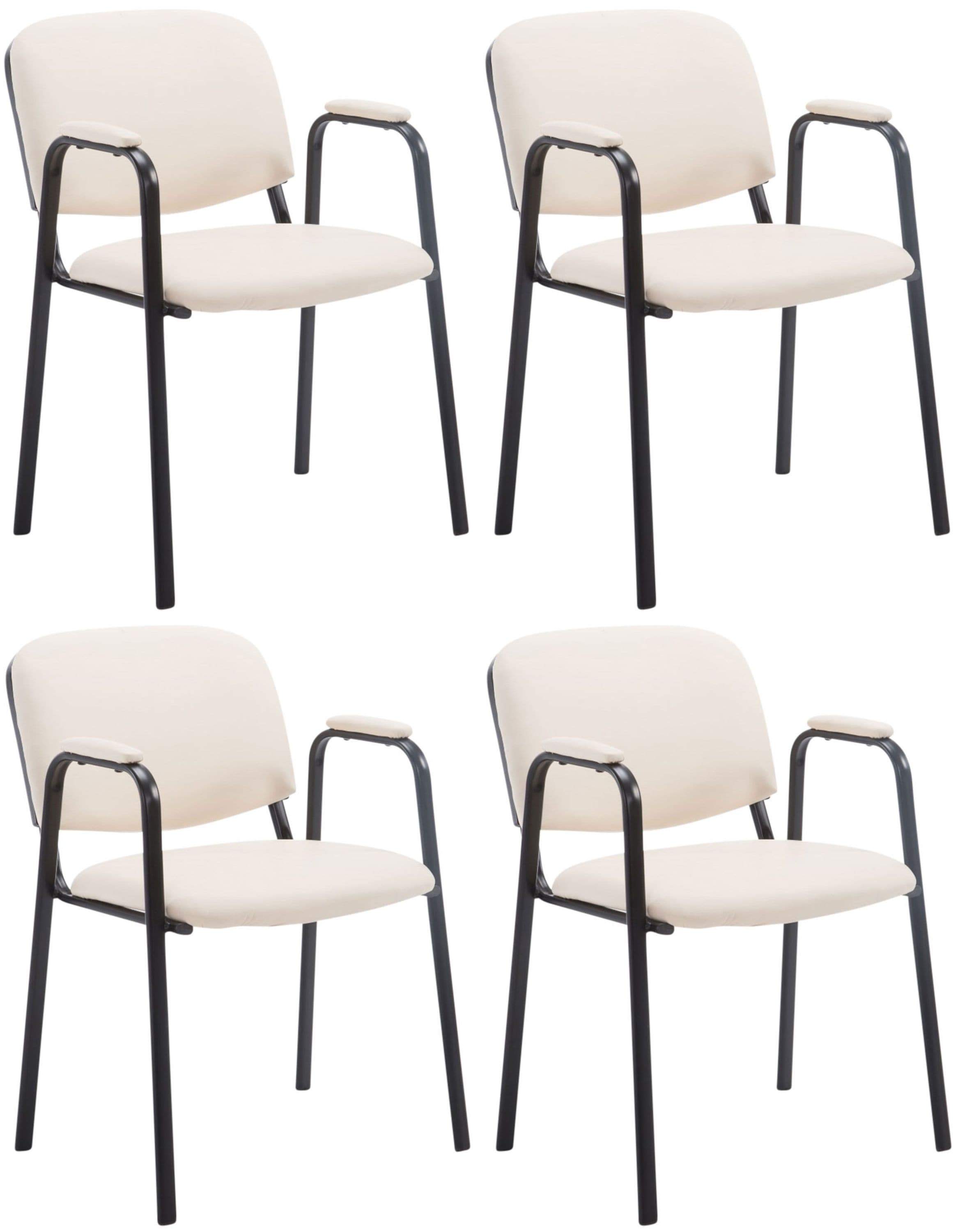 CLP 4er Set Besucherst&uuml;hle Ken Pro Mit Metallgestell Und Kunstlederbezug I Konferenzst&uuml;hle Mit Metallgestell Und R&uuml;ckenlehne 