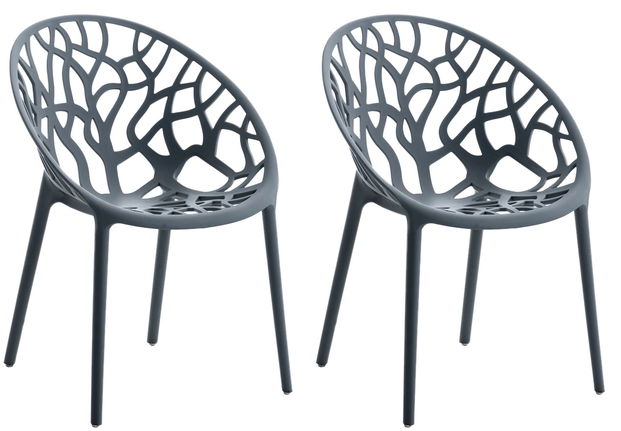 CLP Gartenstuhl 2er Set, stapelbar und wetterfest, modern mit nicht verstellbaren Armlehnen, Gestell Kunststoff, Hope 