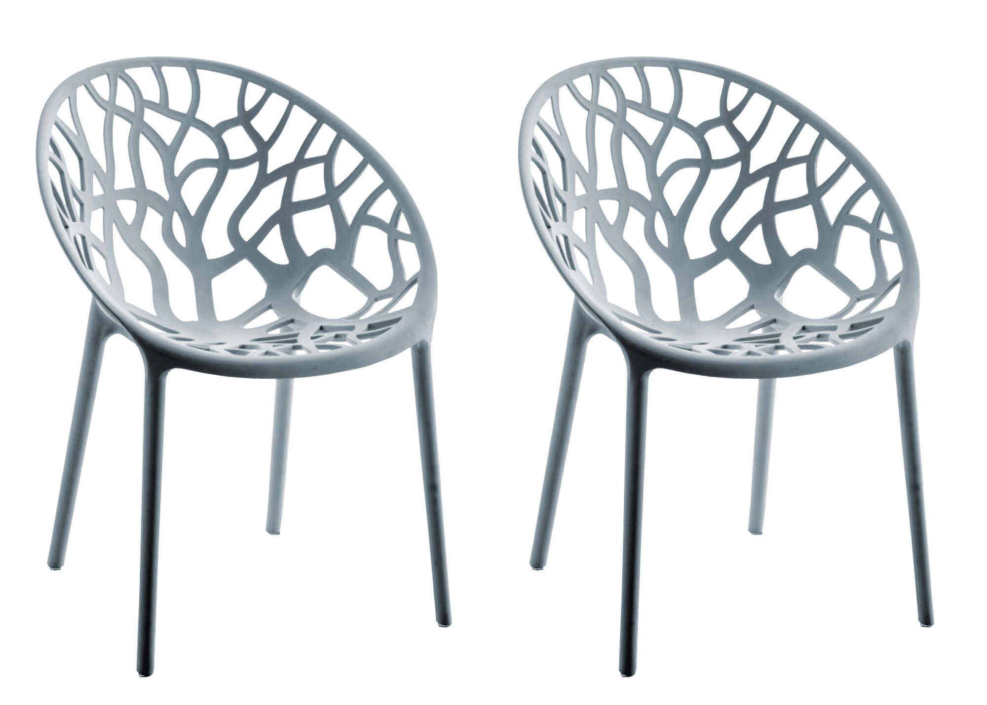 CLP Gartenstuhl 2er Set, stapelbar und wetterfest, modern mit nicht verstellbaren Armlehnen, Gestell Kunststoff, Hope 