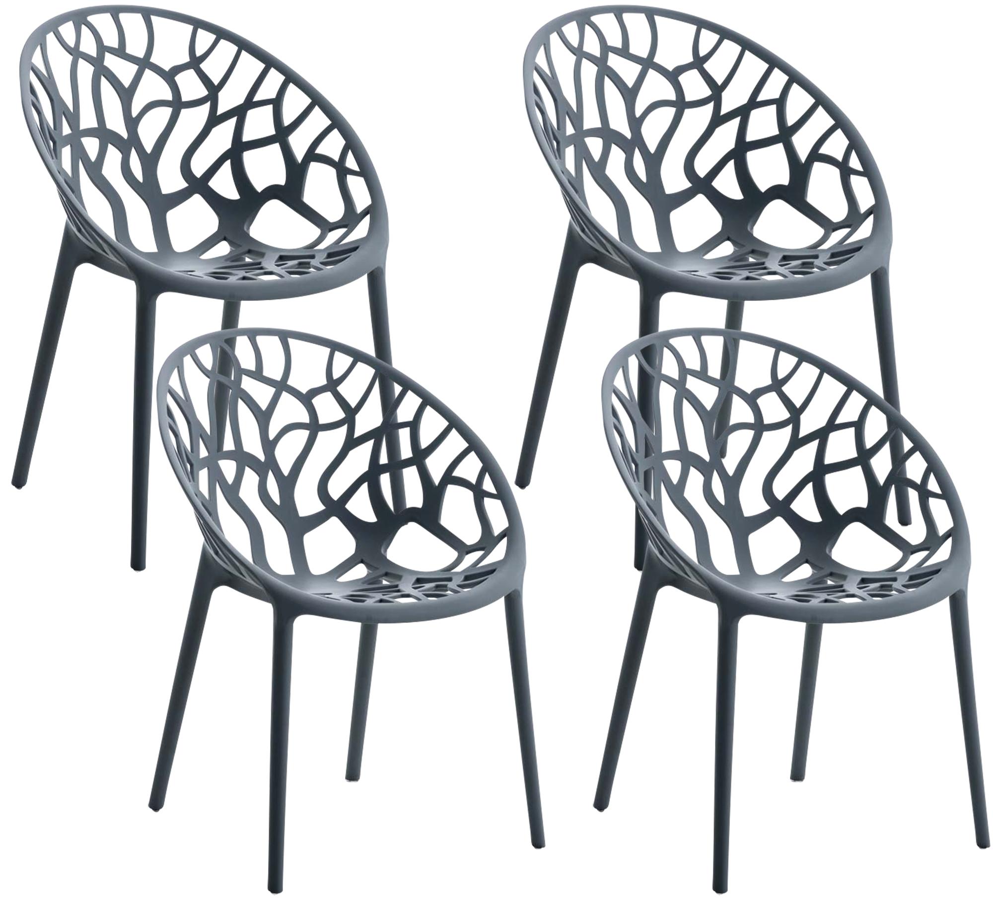 CLP Gartenst&uuml;hle 4er Set stapelbar wetterfest Hope, Gartensessel mit Lehnen UV-best&auml;ndig, Outdoorst&uuml;hle aus Kunststoff bis 150 kg belastbar 