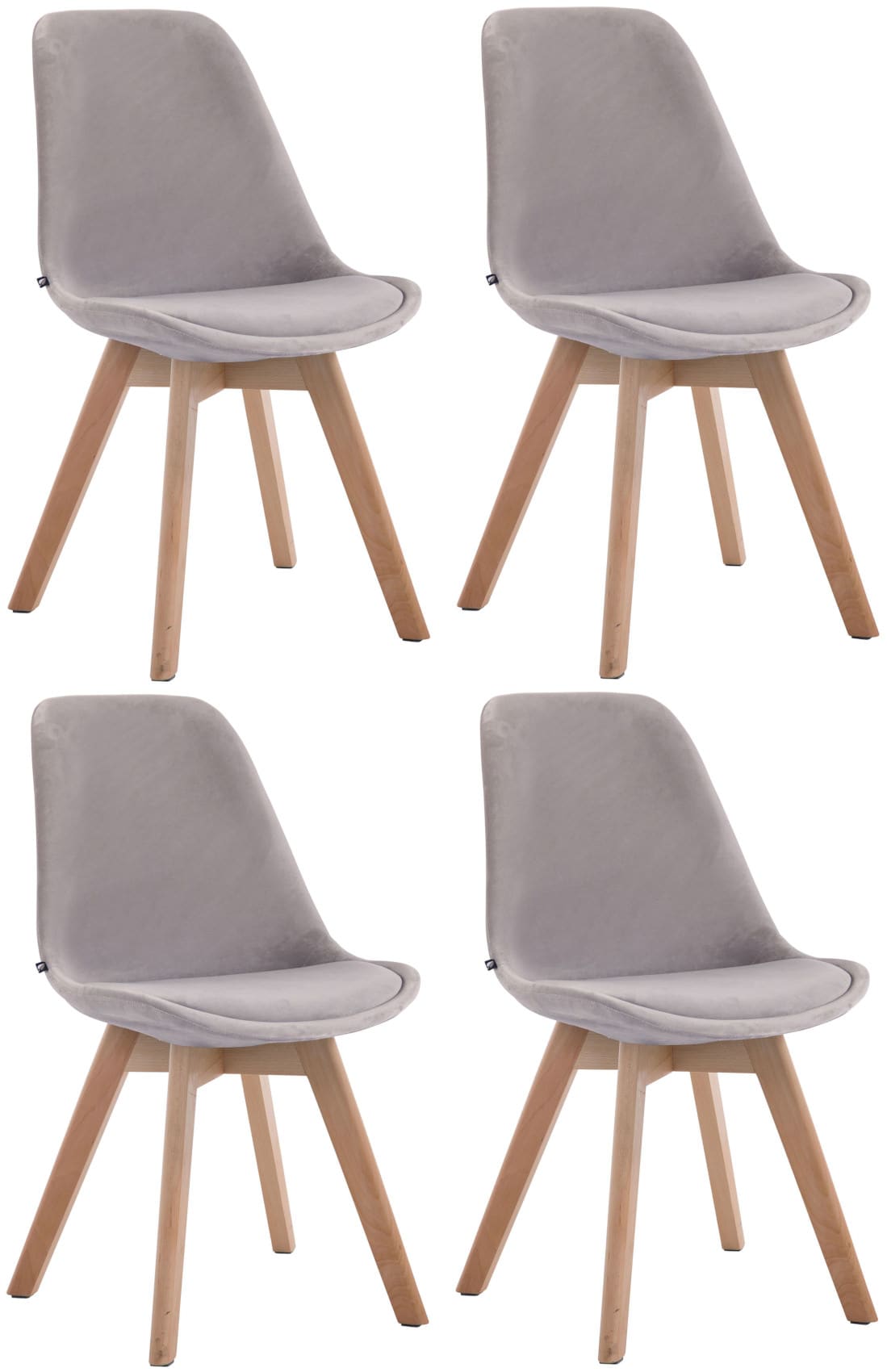 CLP 4er Set Retrost&uuml;hle Borneo Samt Mit Hochwertiger Polsterung I Lehnst&uuml;hle mit robustem Holzgestell 