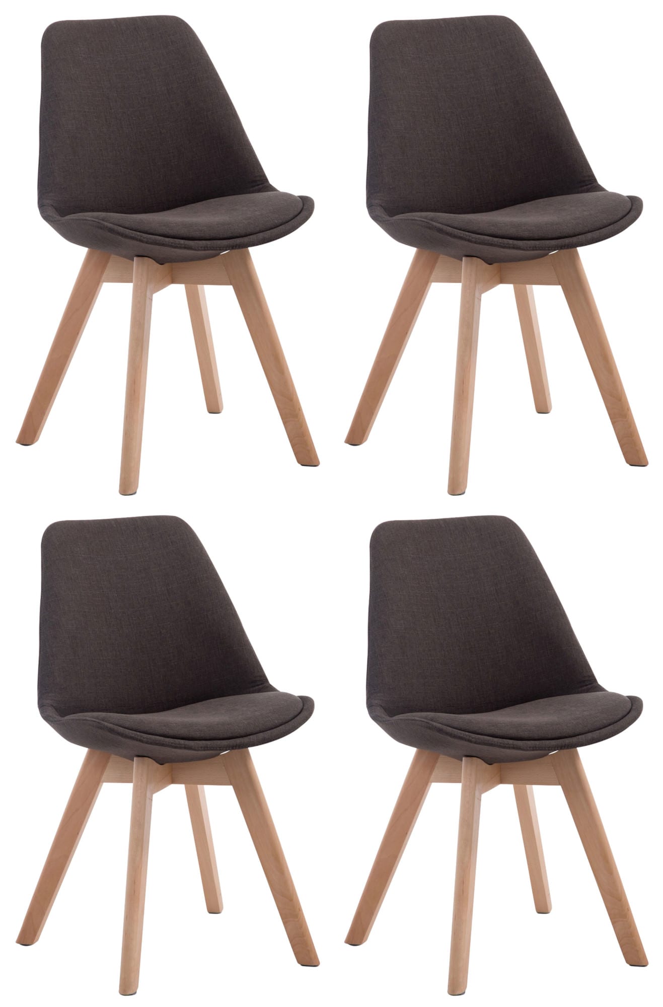 CLP 4er Set Retrost&uuml;hle Borneo V2 Mit Stoffbezug Und Hochwertiger Polsterung I Lehnst&uuml;hle Mit Holzgestell 