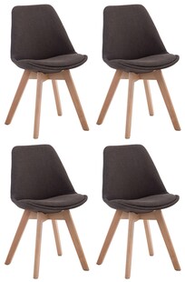 CLP 4er Set Retrostühle Borneo V2 Mit Stoffbezug Und Hochwertiger Polsterung I Lehnstühle Mit Holzgestell 