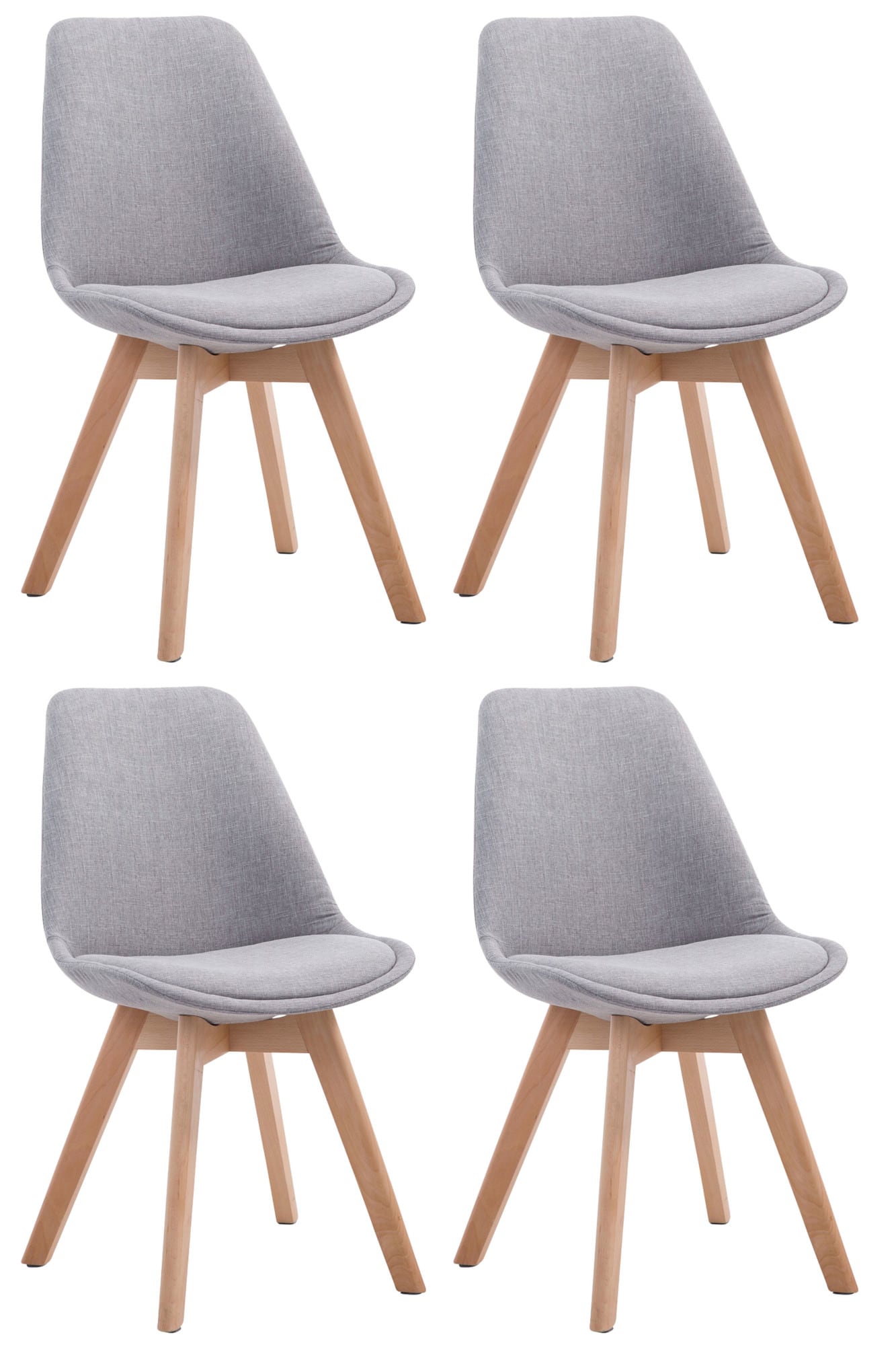 CLP 4er Set Retrost&uuml;hle Borneo V2 Mit Stoffbezug Und Hochwertiger Polsterung I Lehnst&uuml;hle Mit Holzgestell 