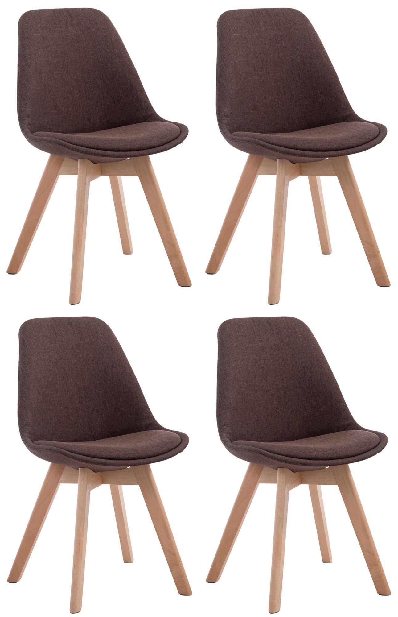 CLP 4er Set Retrost&uuml;hle Borneo V2 Mit Stoffbezug Und Hochwertiger Polsterung I Lehnst&uuml;hle Mit Holzgestell 