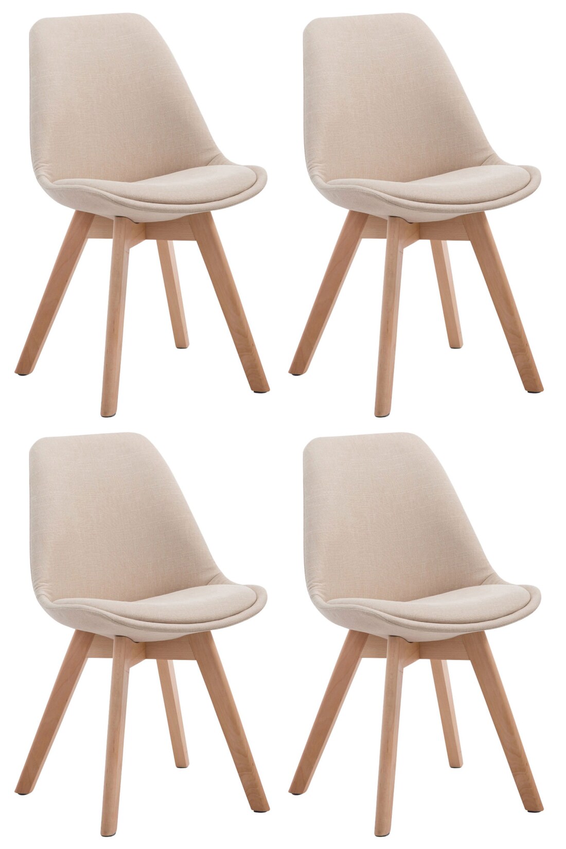 CLP 4er Set Besucherstühle Borneo V2 Natura Stoff Farbe: creme, Gestell Farbe: natur