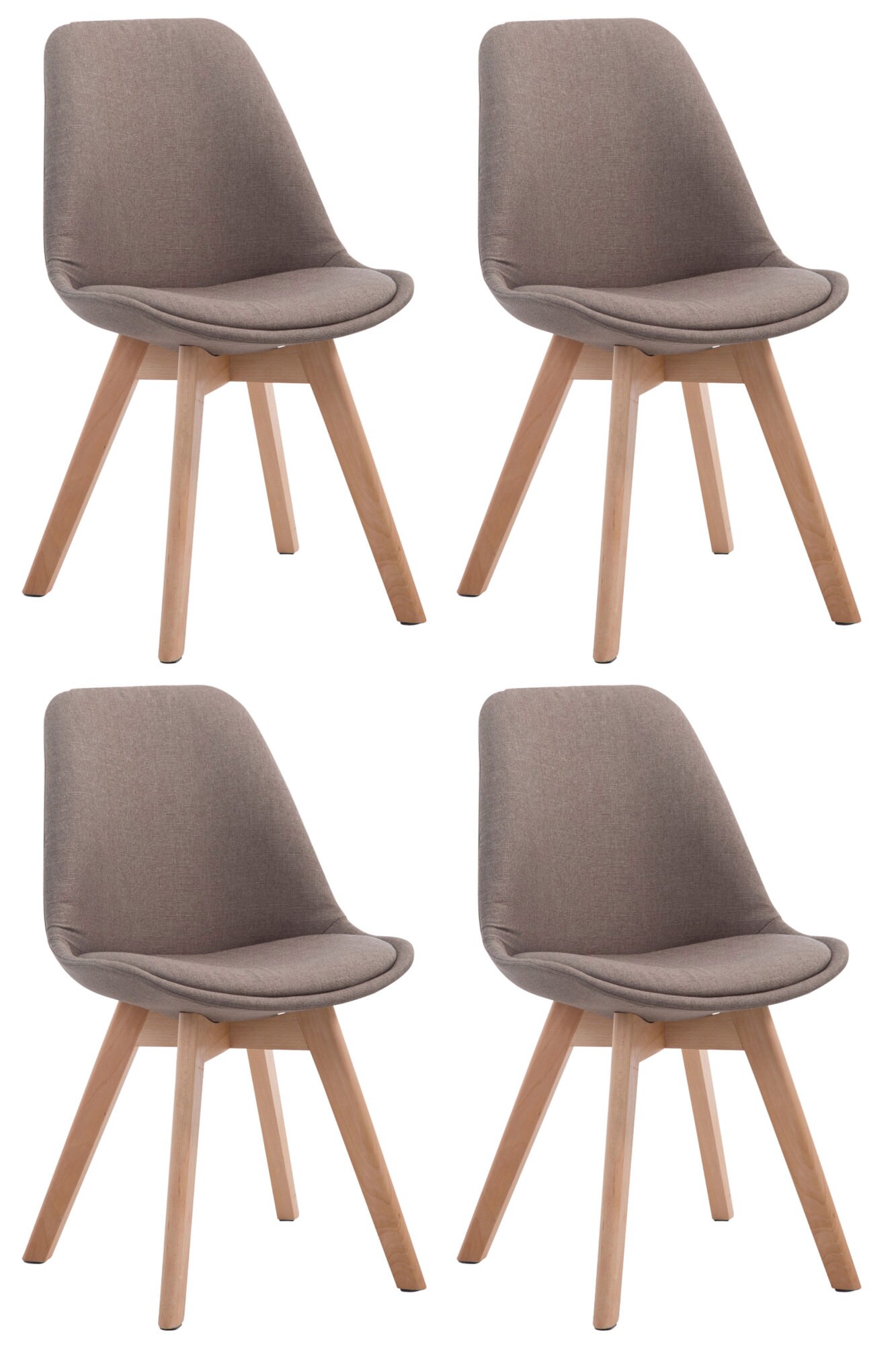 CLP 4er Set Retrost&uuml;hle Borneo V2 Mit Stoffbezug Und Hochwertiger Polsterung I Lehnst&uuml;hle Mit Holzgestell 
