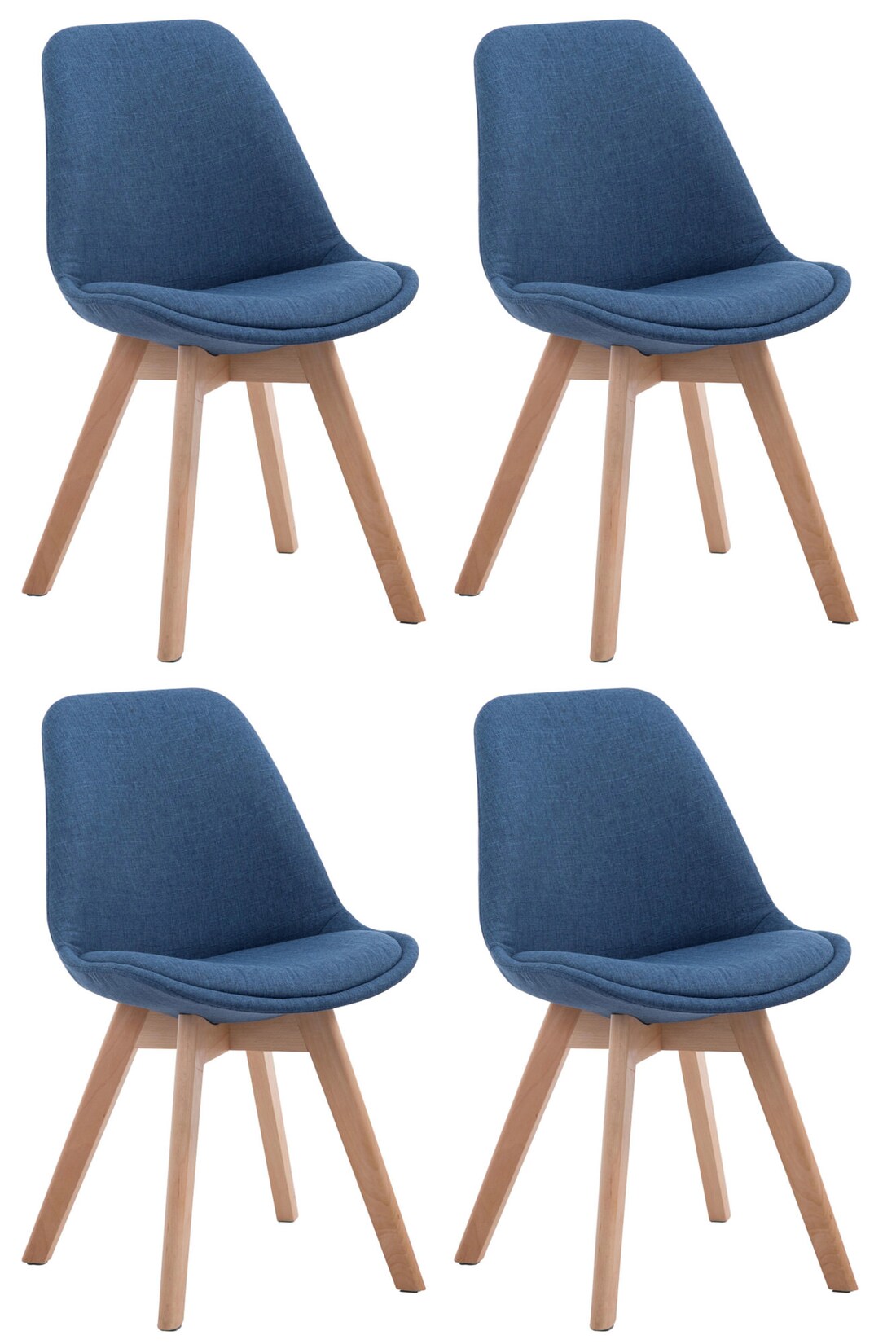CLP 4er Set Besucherstühle Borneo V2 Natura Stoff Farbe: blau, Gestell Farbe: natur
