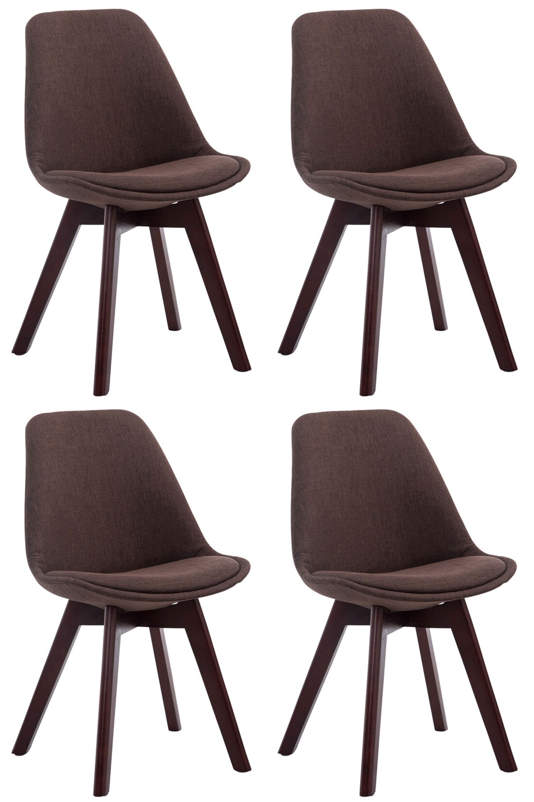 CLP 4er Set Besucherstühle Borneo V2 Walnuss Stoff Farbe: braun, Gestell Farbe: walnuss