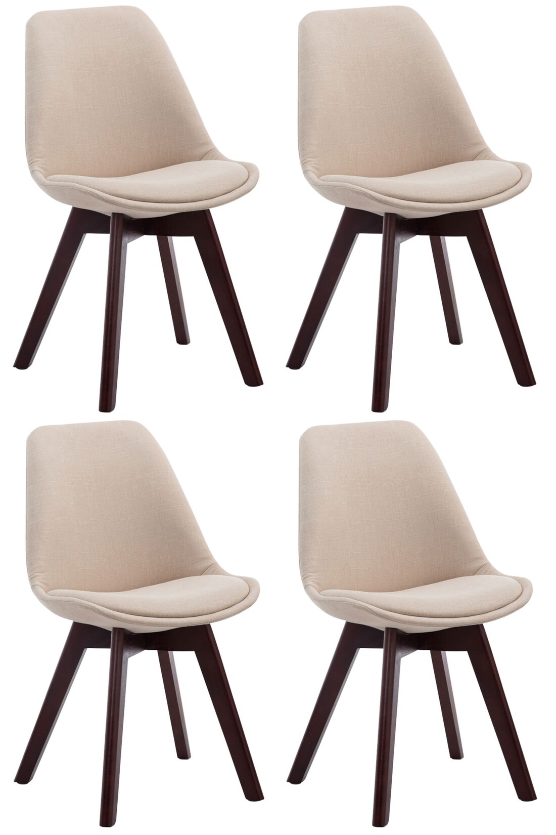 CLP 4er Set Besucherstühle Borneo V2 Walnuss Stoff Farbe: creme, Gestell Farbe: walnuss