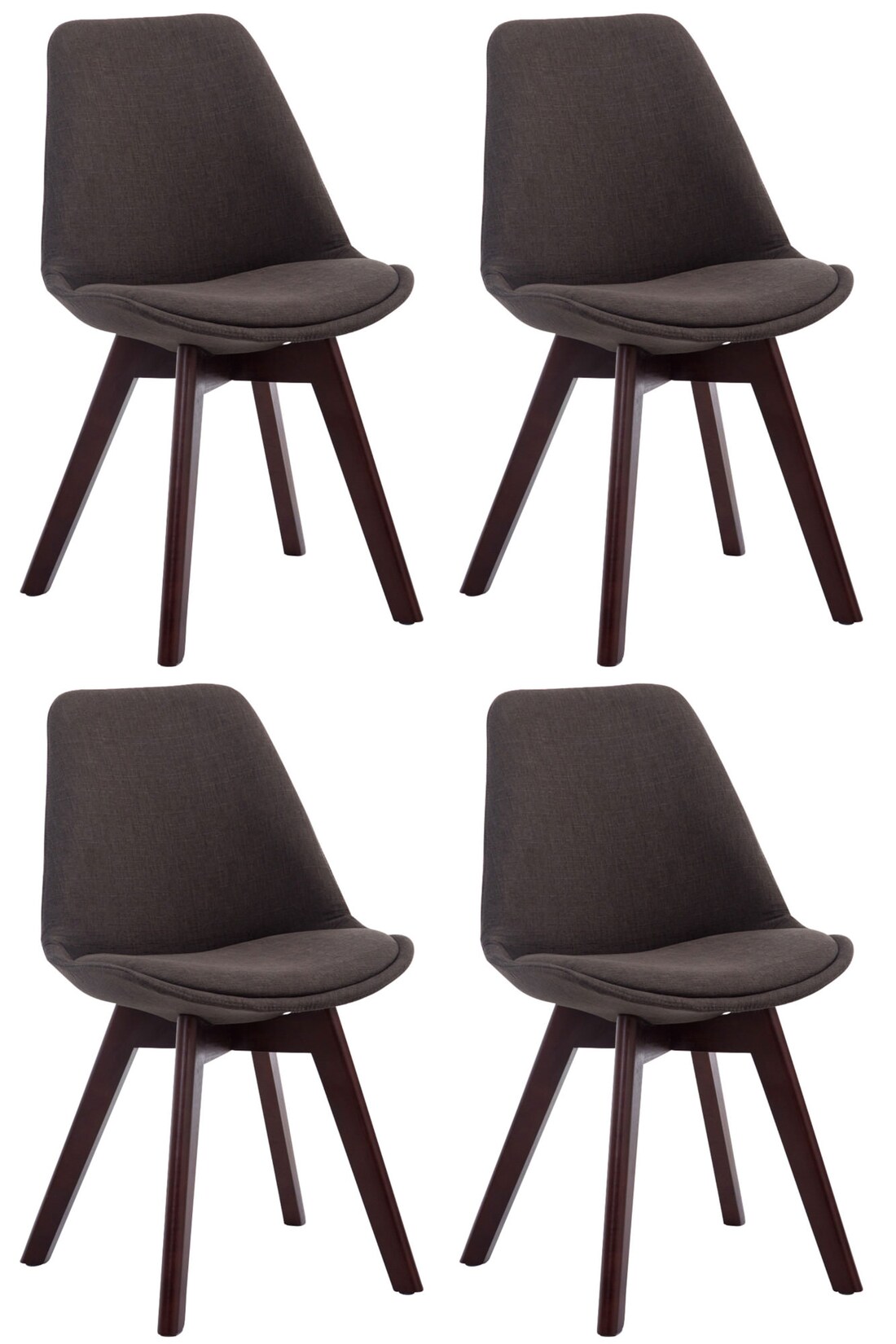 CLP 4er Set Besucherstühle Borneo V2 Walnuss Stoff Farbe: dunkelgrau, Gestell Farbe: walnuss