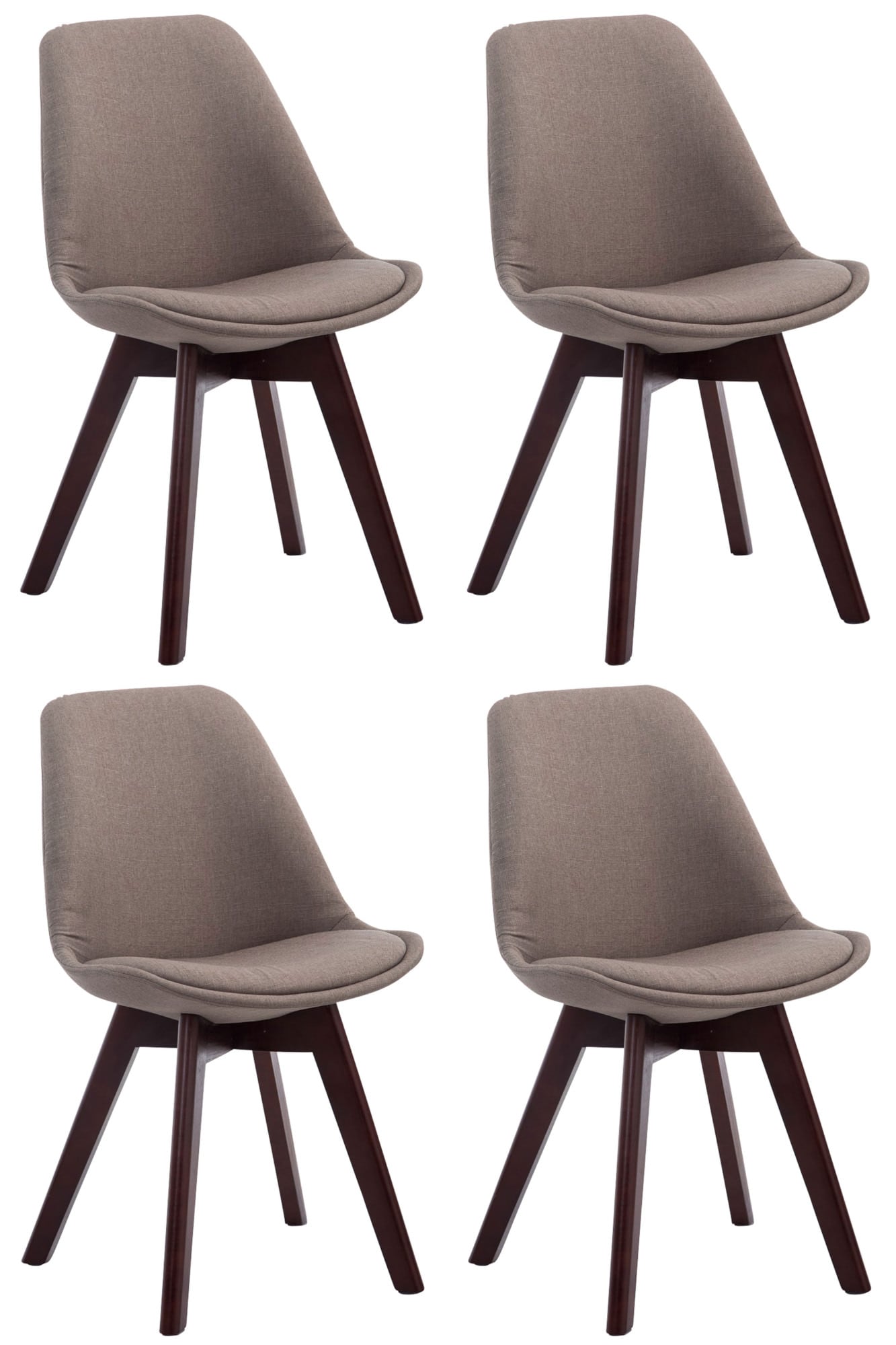 CLP 4er Set Retrost&uuml;hle Borneo V2 Mit Stoffbezug Und Hochwertiger Polsterung I Lehnst&uuml;hle Mit Holzgestell 