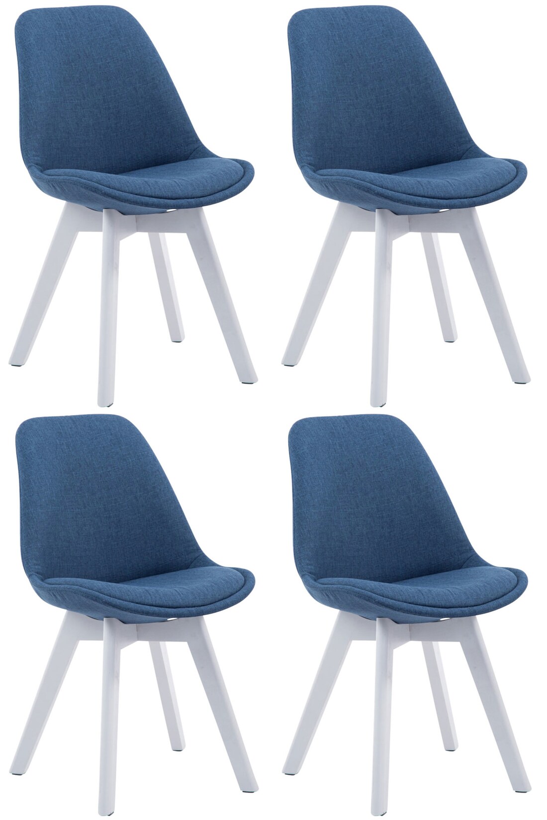 CLP 4er Set Besucherstühle Borneo V2 Weiß Stoff Farbe: blau, Gestell Farbe: weiß