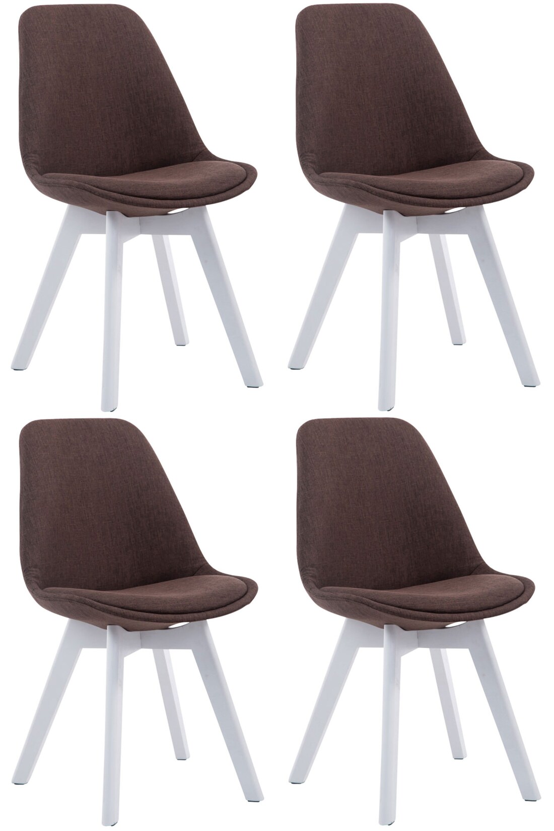 CLP 4er Set Besucherstühle Borneo V2 Weiß Stoff Farbe: braun, Gestell Farbe: weiß