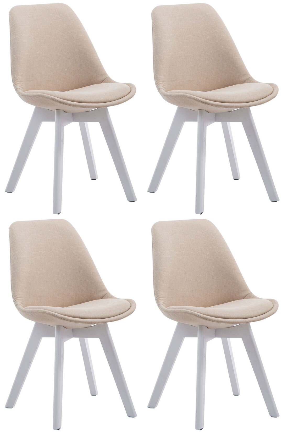 CLP 4er Set Besucherstühle Borneo V2 Weiß Stoff Farbe: creme, Gestell Farbe: weiß