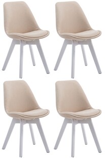 CLP 4er Set Retrostühle Borneo V2 Mit Stoffbezug Und Hochwertiger Polsterung I Lehnstühle Mit Holzgestell 