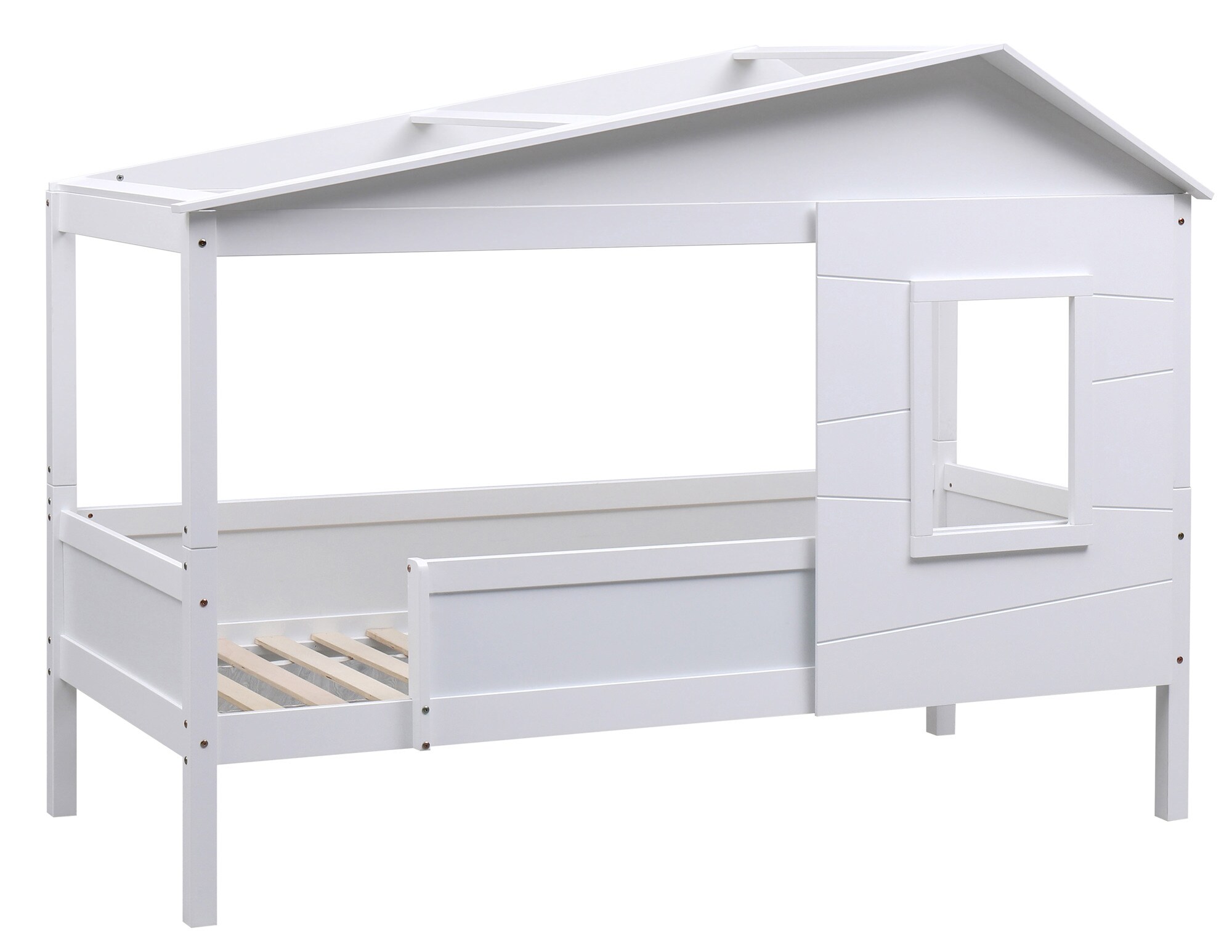 CLP Kinderbett Tessa Aus Kiefernholz I Himmelbett Mit Fenster I Hausbett Mit Rausfallschutz 