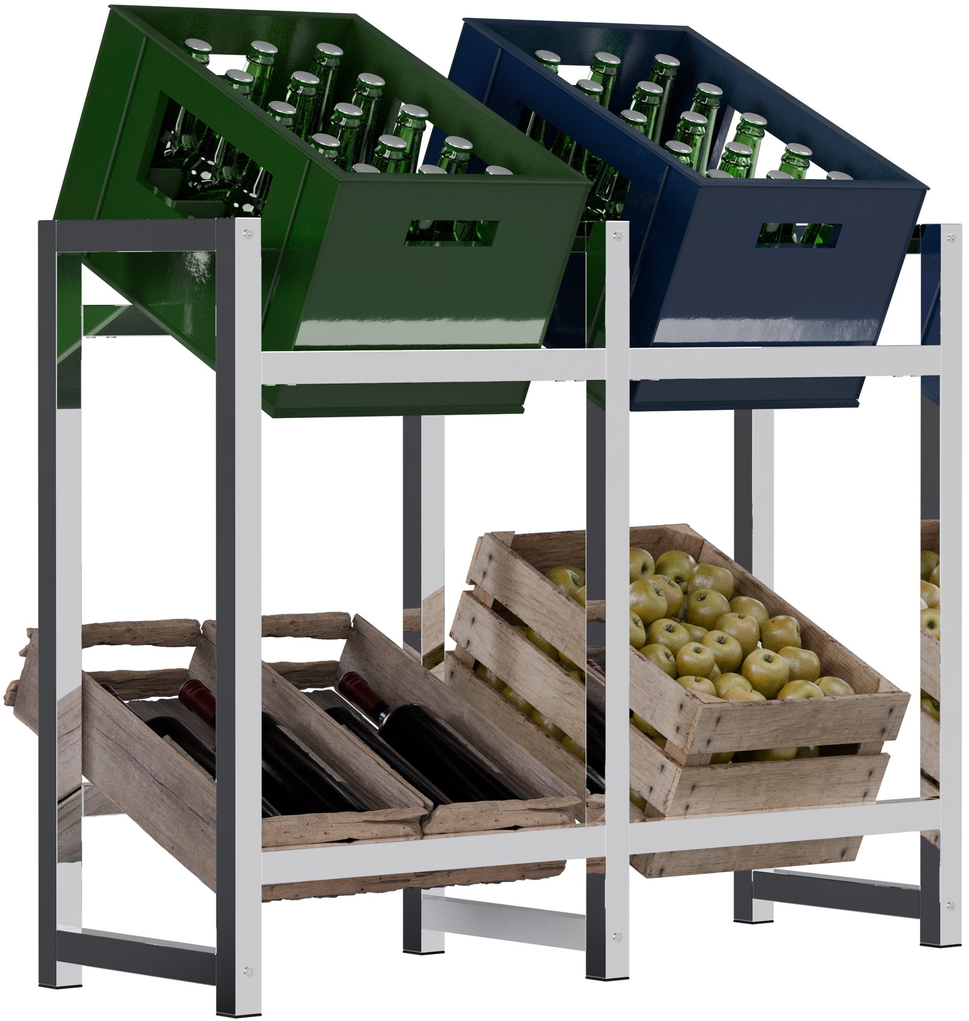 CLP Getr&auml;nkekistenst&auml;nder Metall freistehend Stack, platzsparendes Getr&auml;nkekistenregal robust und platzsparend f&uuml;r Getr&auml;nkekisten 