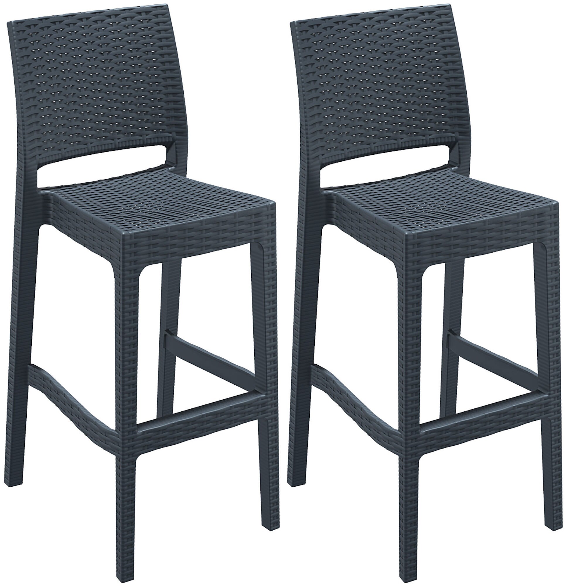 CLP 2er Set Barhocker Jamaica Mit Fu&szlig;st&uuml;tze I Outdoor-Tresenhocker In Rattan-Optik I Stapelbare Barst&uuml;hle 
