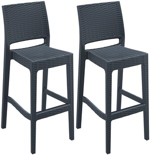CLP 2er Set Barhocker Jamaica Mit Fußstütze I Outdoor-Tresenhocker In Rattan-Optik I Stapelbare Barstühle 